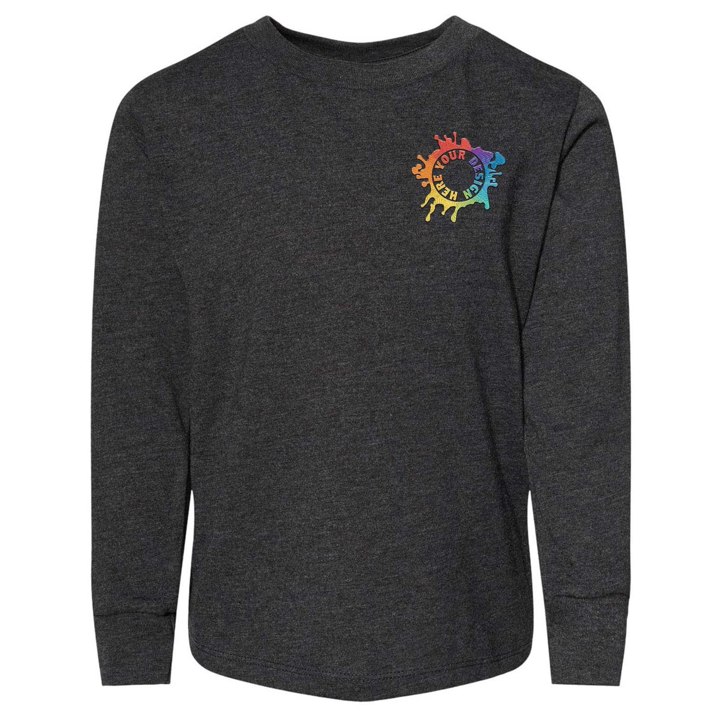 Bella + Canvas Toddler Unisex 100% Cotton Long Sleeve T-Shirt Embroidery