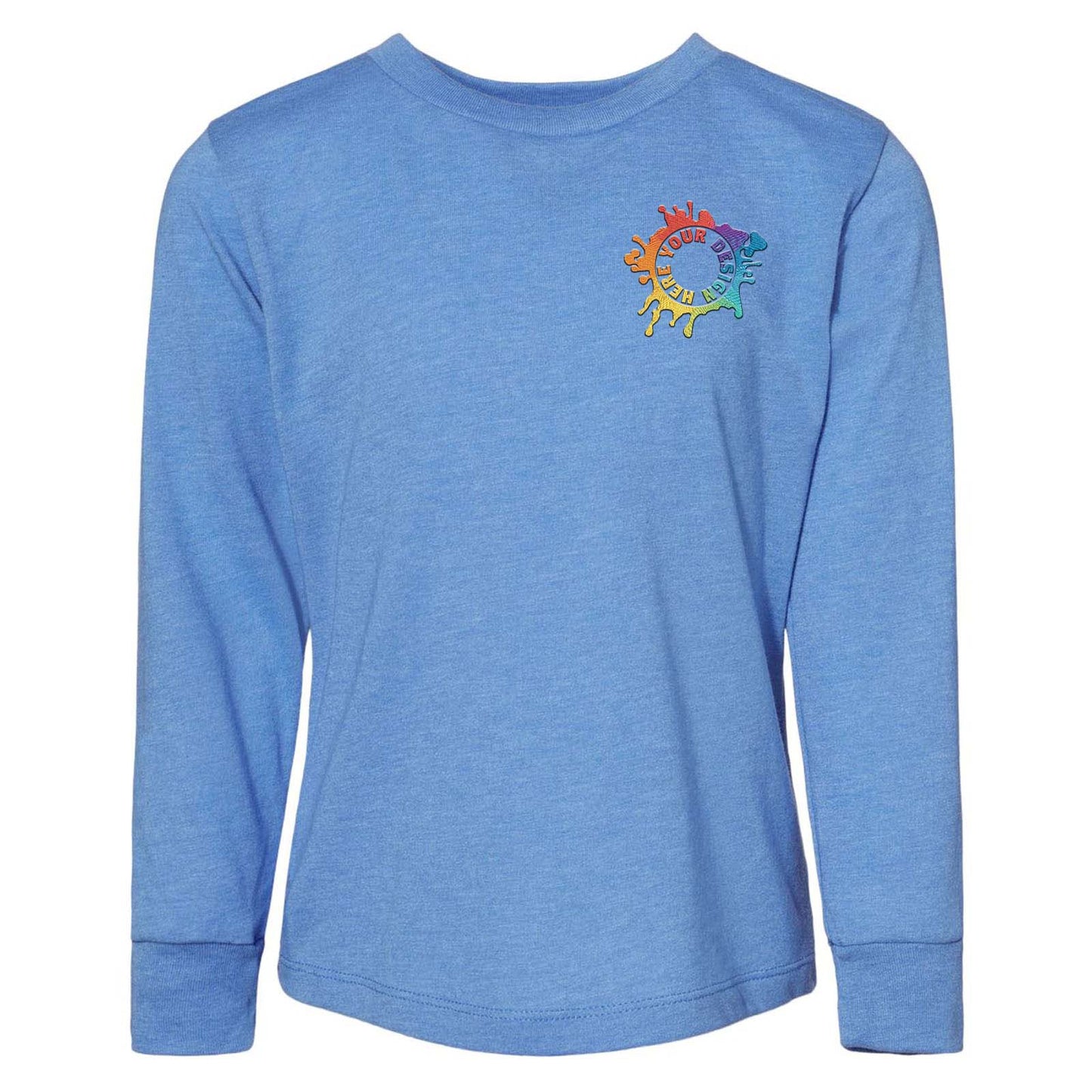 Bella + Canvas Toddler Unisex 100% Cotton Long Sleeve T-Shirt Embroidery