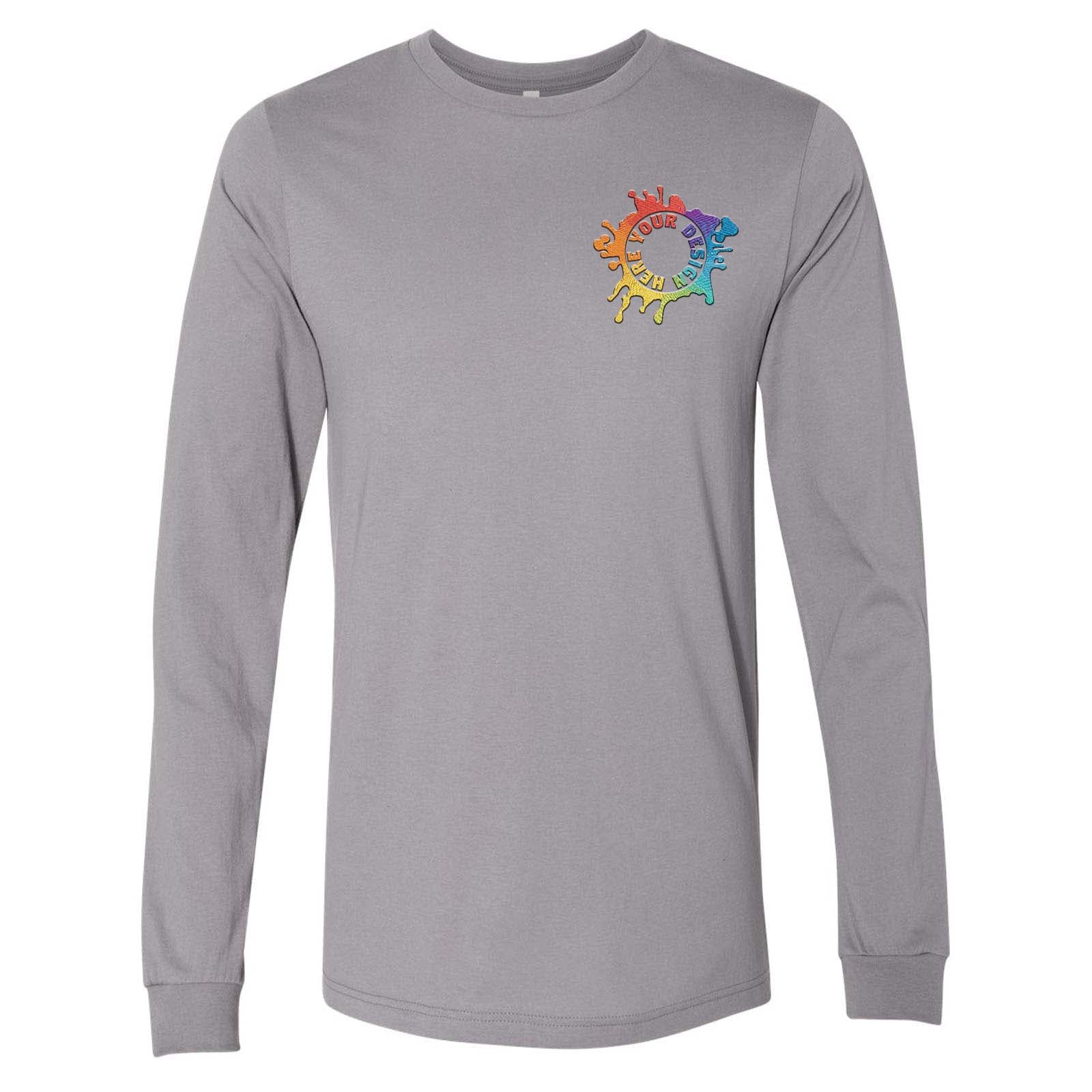 Bella + Canvas Unisex 100% Cotton Long Sleeve T-Shirt Embroidery - Mato & Hash