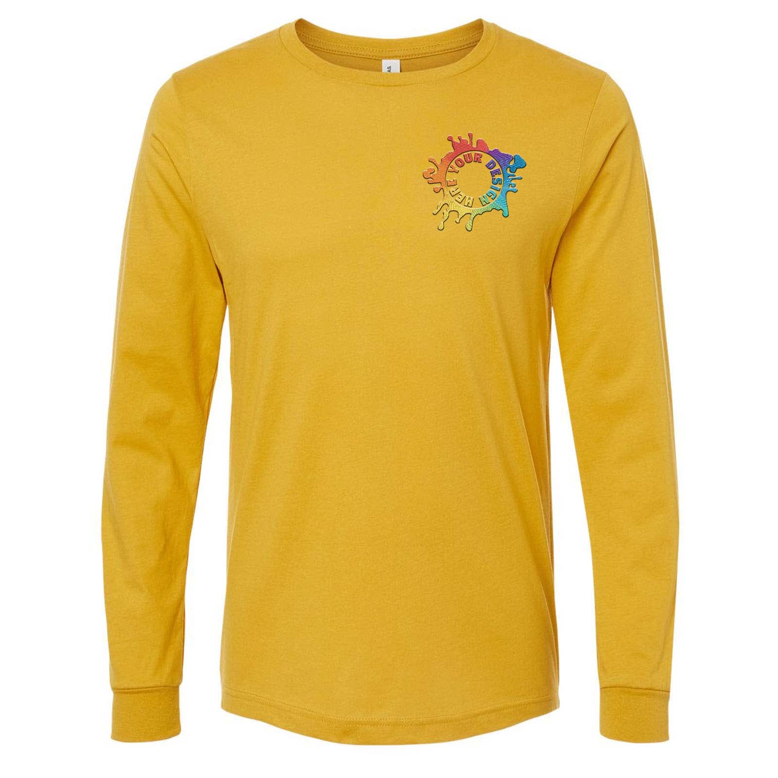 Bella + Canvas Unisex 100% Cotton Long Sleeve T-Shirt Embroidery - Mato & Hash