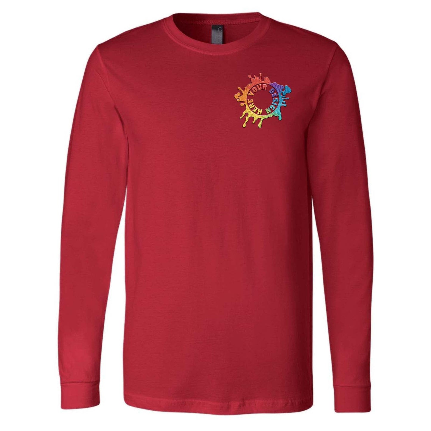 Bella + Canvas Unisex 100% Cotton Long Sleeve T-Shirt Embroidery - Mato & Hash