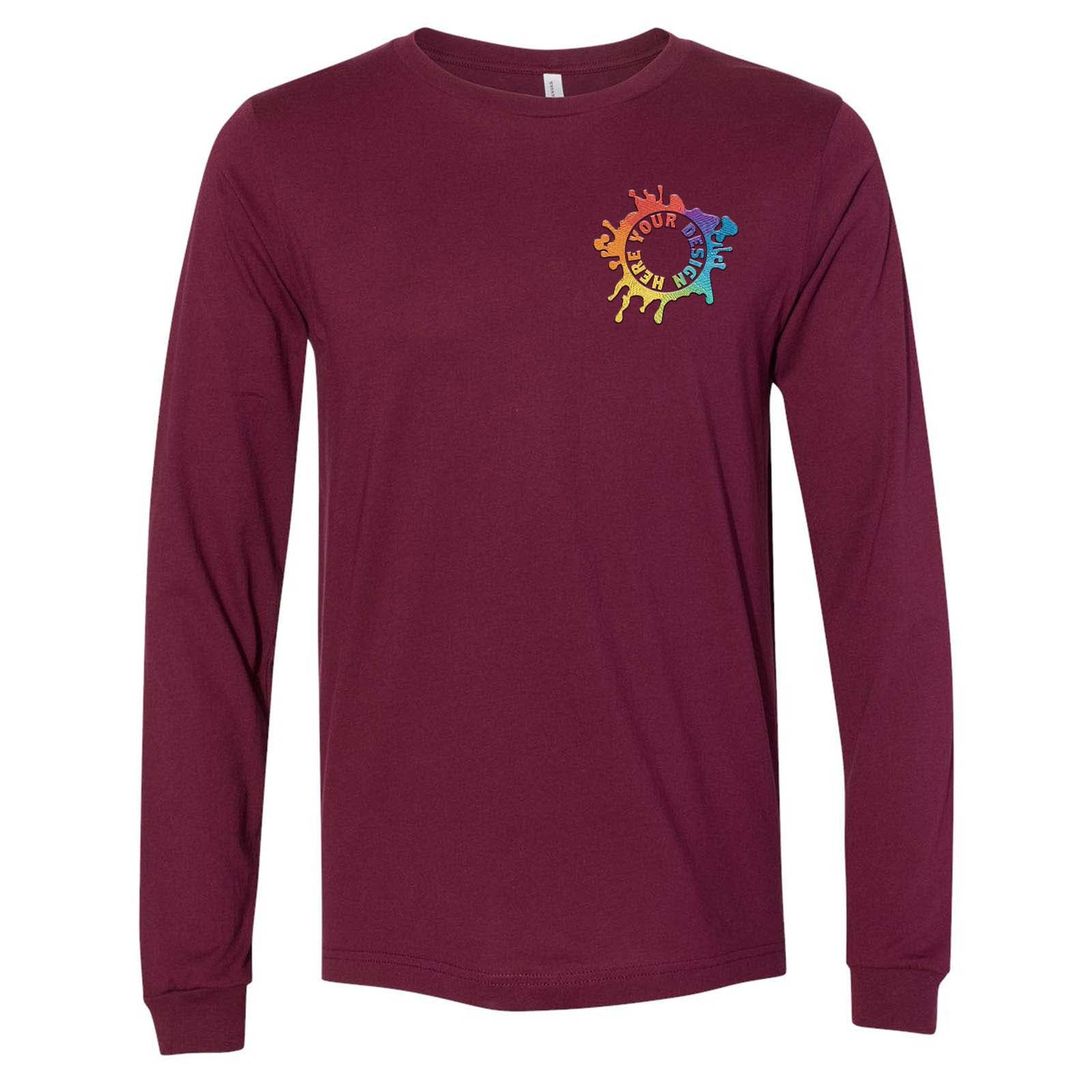 Bella + Canvas Unisex 100% Cotton Long Sleeve T-Shirt Embroidery - Mato & Hash