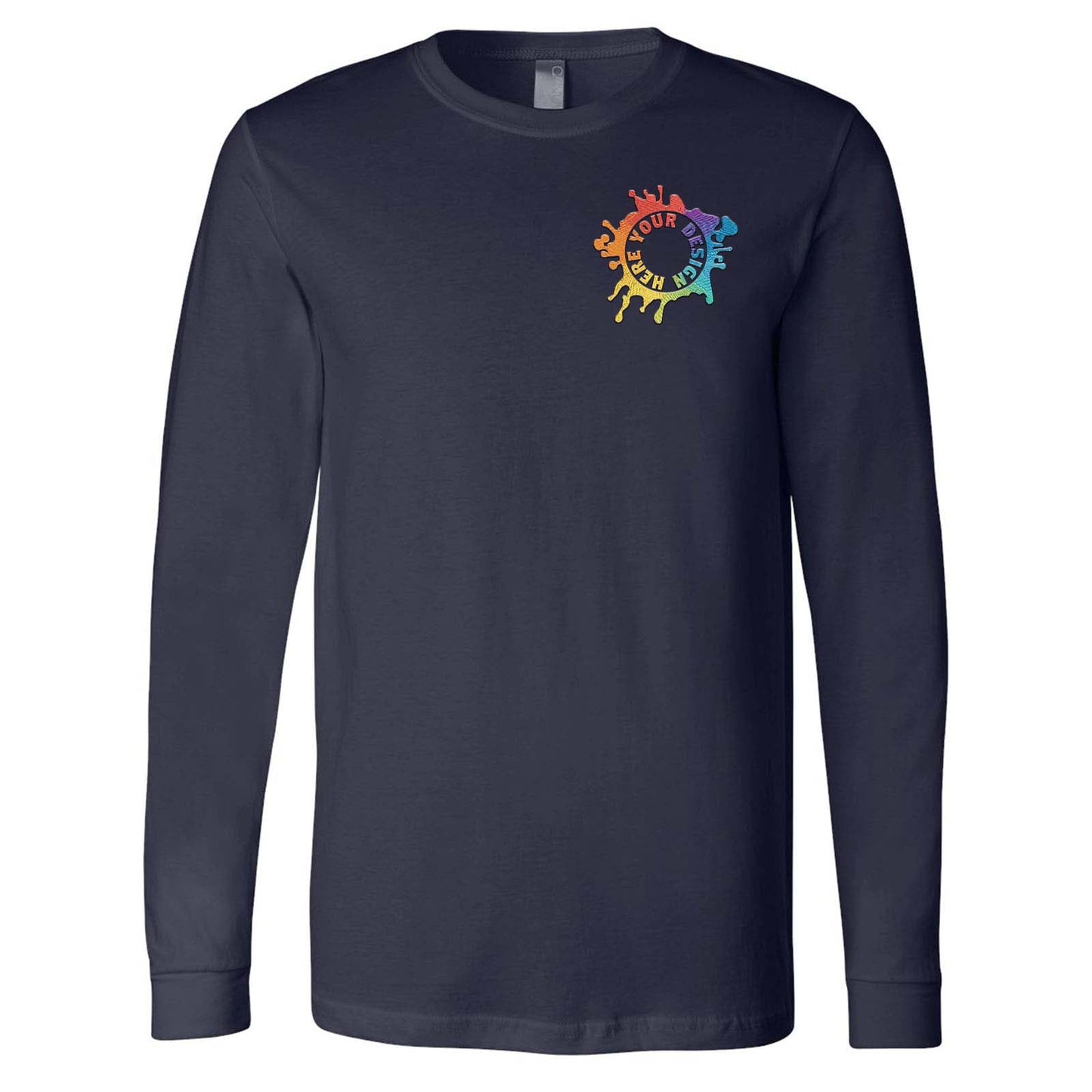 Bella + Canvas Unisex 100% Cotton Long Sleeve T-Shirt Embroidery - Mato & Hash