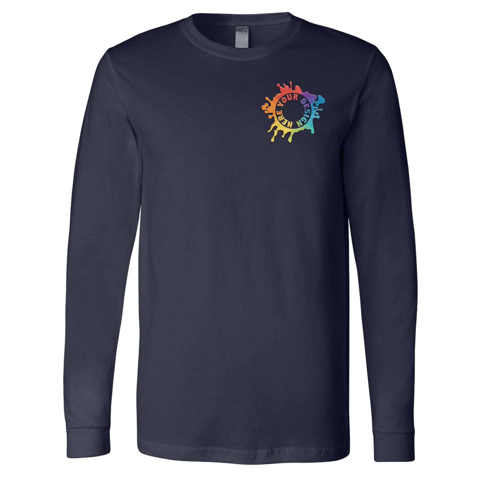 Bella + Canvas Unisex 100% Cotton Long Sleeve T-Shirt Embroidery - Mato & Hash