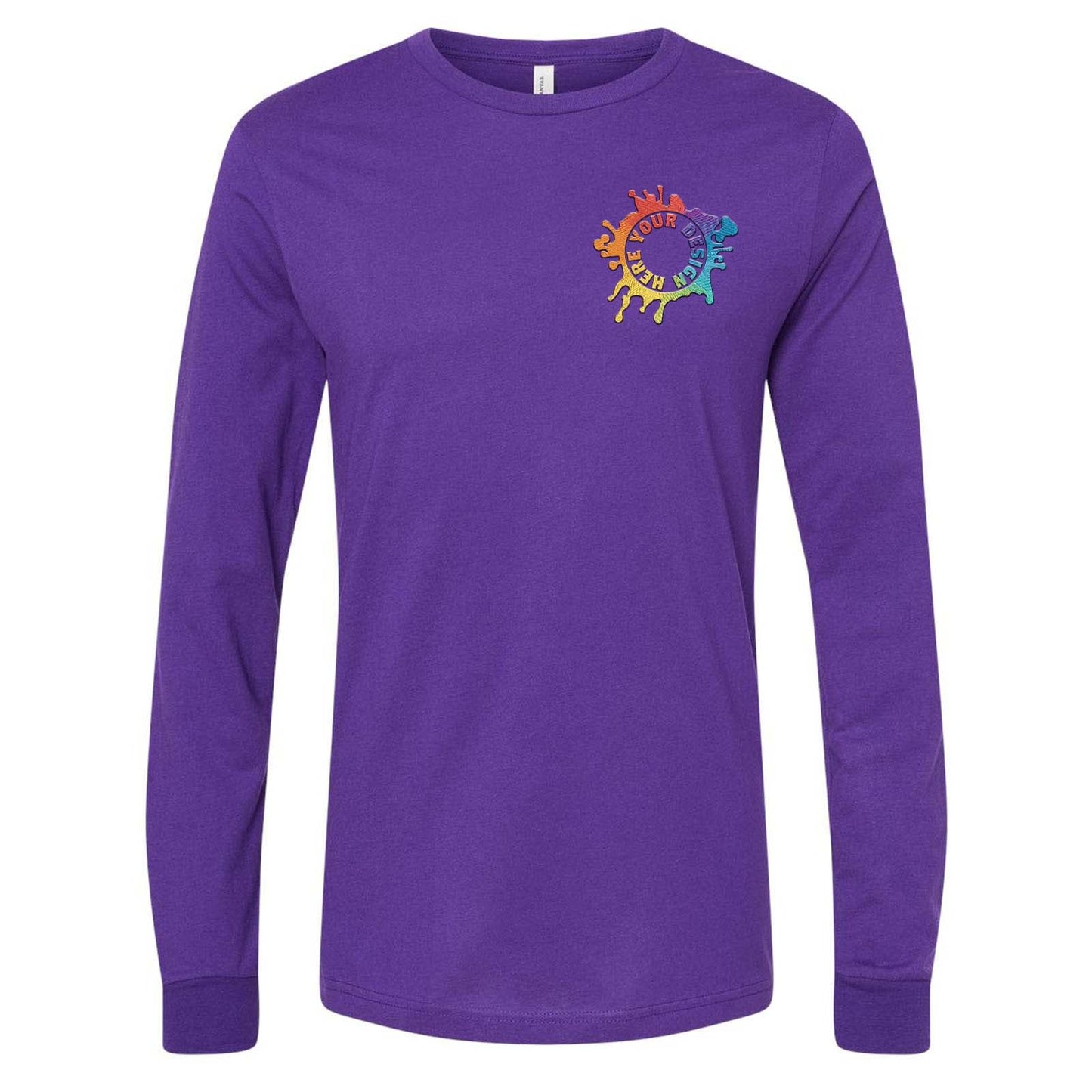 Bella + Canvas Unisex 100% Cotton Long Sleeve T-Shirt Embroidery - Mato & Hash