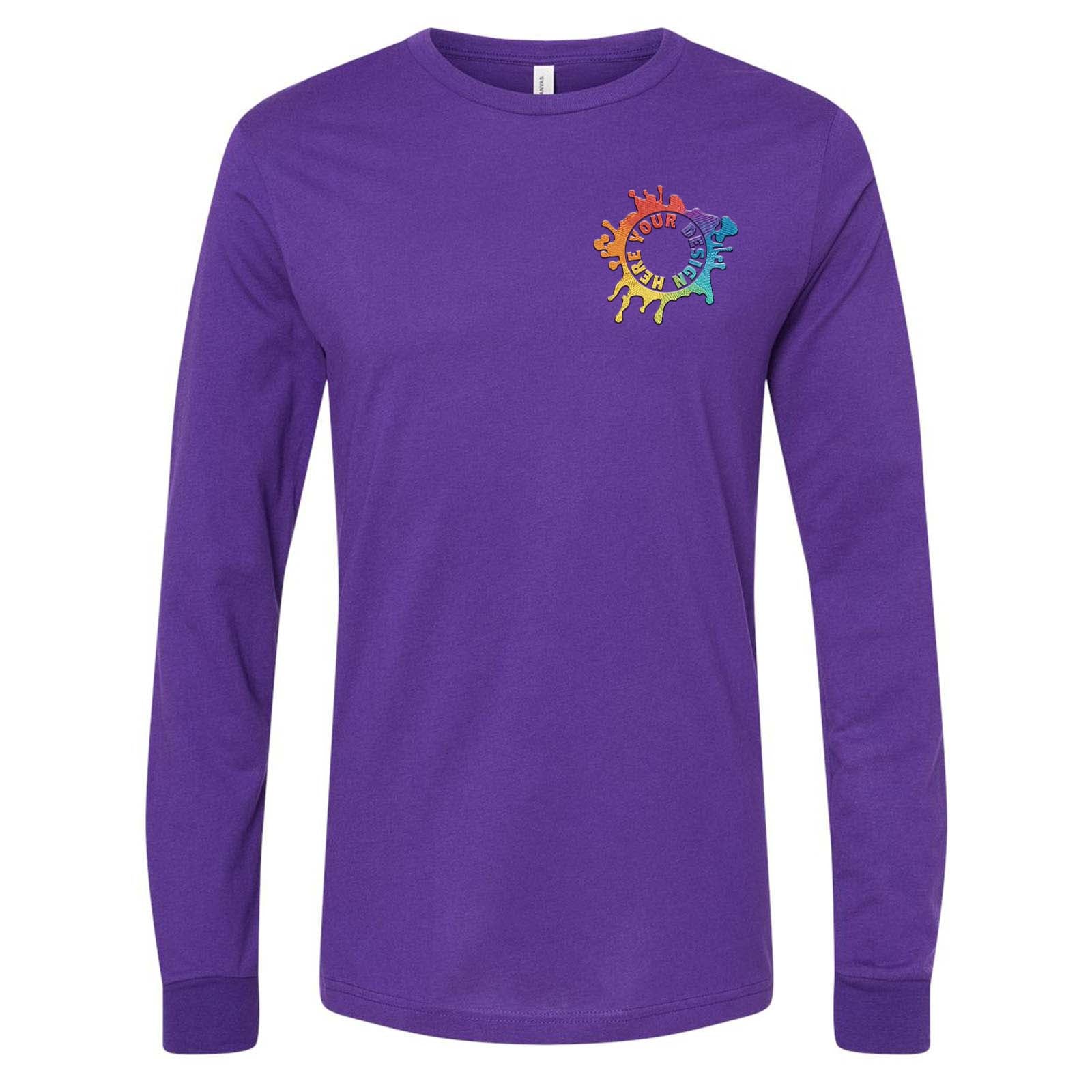 Bella + Canvas Unisex 100% Cotton Long Sleeve T-Shirt Embroidery - Mato & Hash