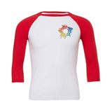 Bella + Canvas Unisex 3/4-Sleeve Baseball Raglan T-Shirt Embroidery