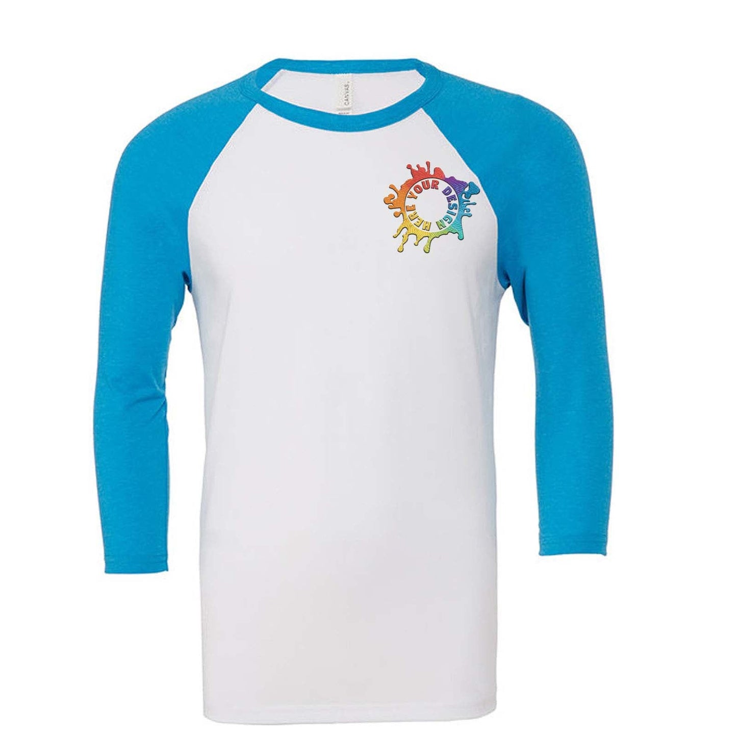 Bella + Canvas Unisex 3/4-Sleeve Baseball Raglan T-Shirt Embroidery - Mato & Hash
