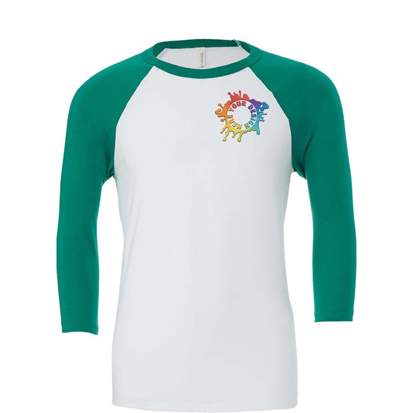 Bella + Canvas Unisex 3/4-Sleeve Baseball Raglan T-Shirt Embroidery - Mato & Hash