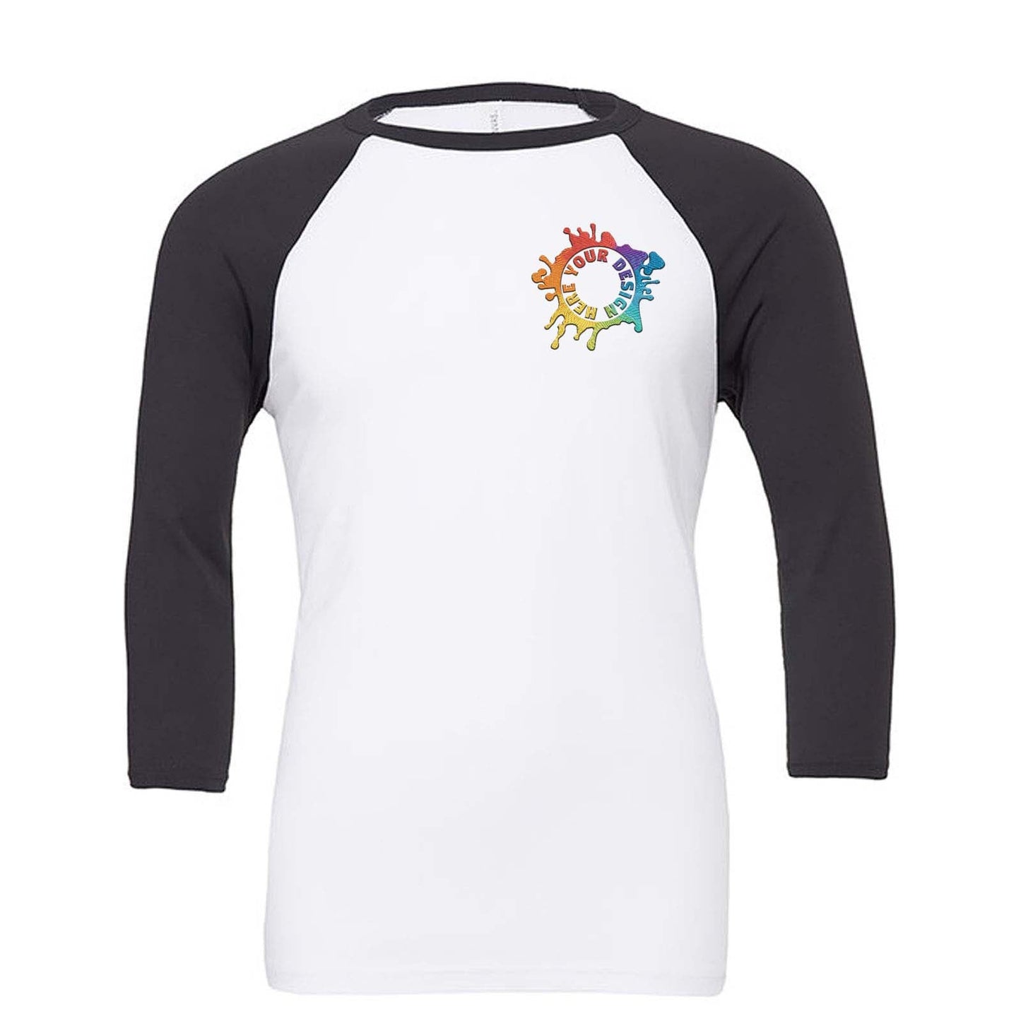 Bella + Canvas Unisex 3/4-Sleeve Baseball Raglan T-Shirt Embroidery - Mato & Hash