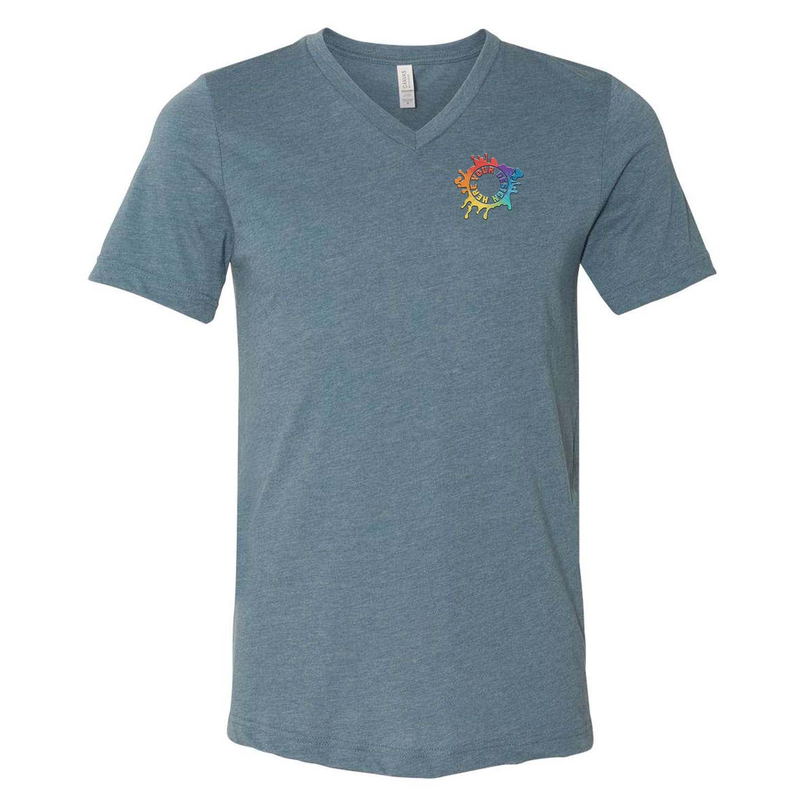 Bella + Canvas Unisex Cotton/Polyester Blend V-Neck T-Shirt Embroidery - Mato & Hash