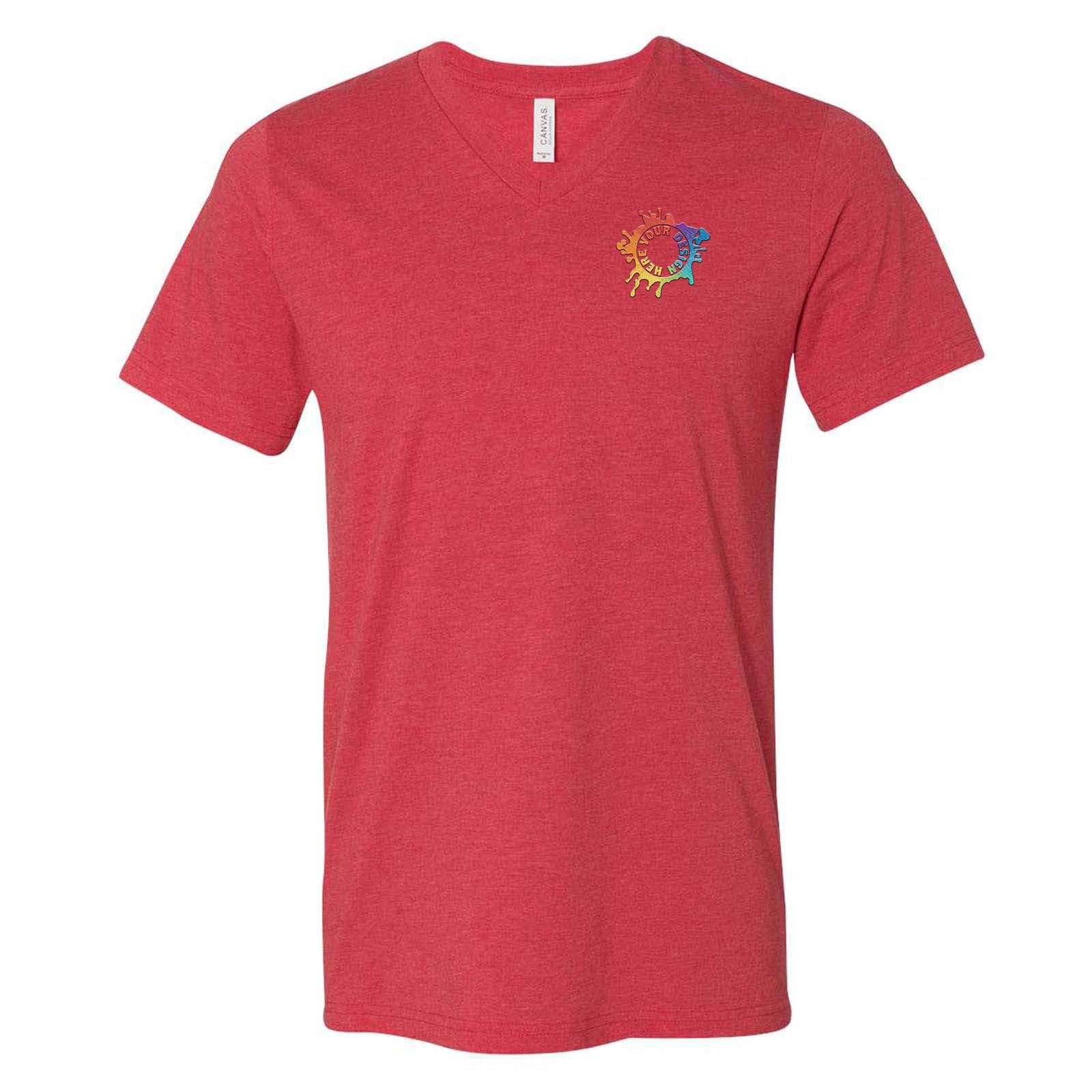 Bella + Canvas Unisex Cotton/Polyester Blend V-Neck T-Shirt Embroidery - Mato & Hash