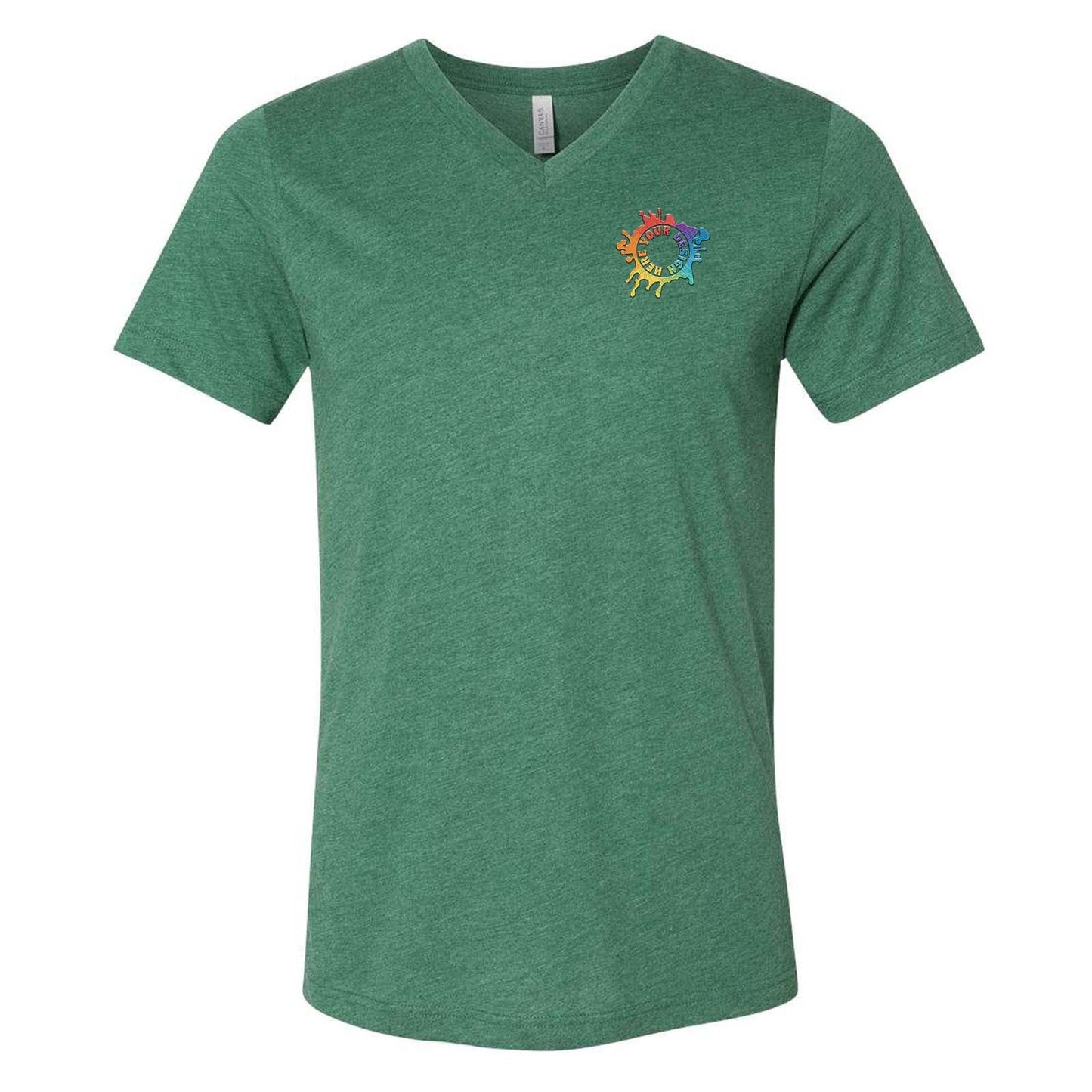 Bella + Canvas Unisex Cotton/Polyester Blend V-Neck T-Shirt Embroidery - Mato & Hash