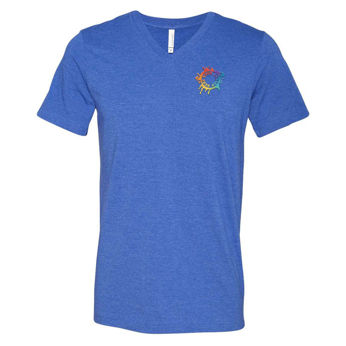 Bella + Canvas Unisex Cotton/Polyester Blend V-Neck T-Shirt Embroidery - Mato & Hash