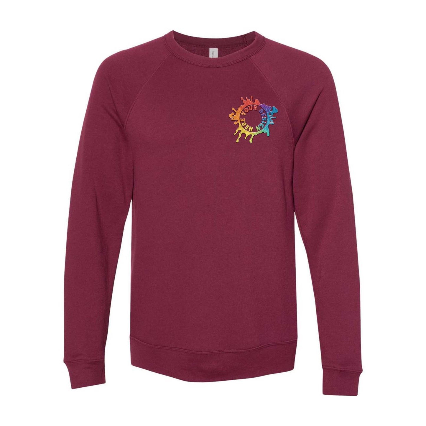 Bella + Canvas Unisex Cotton/Polyester Fleece Raglan Crewneck Sweatshirt Embroidery - Mato & Hash