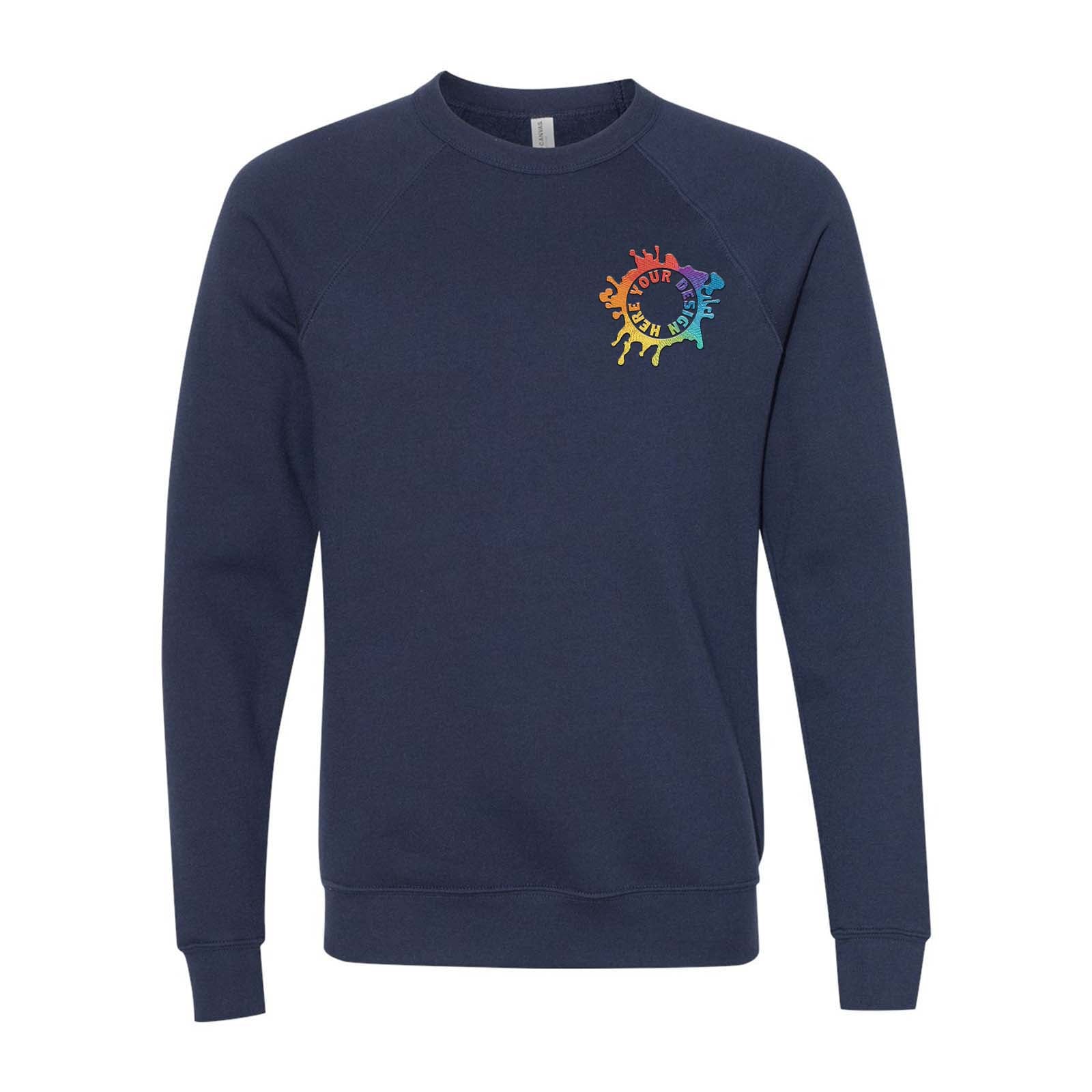 Bella + Canvas Unisex Cotton/Polyester Fleece Raglan Crewneck Sweatshirt Embroidery - Mato & Hash