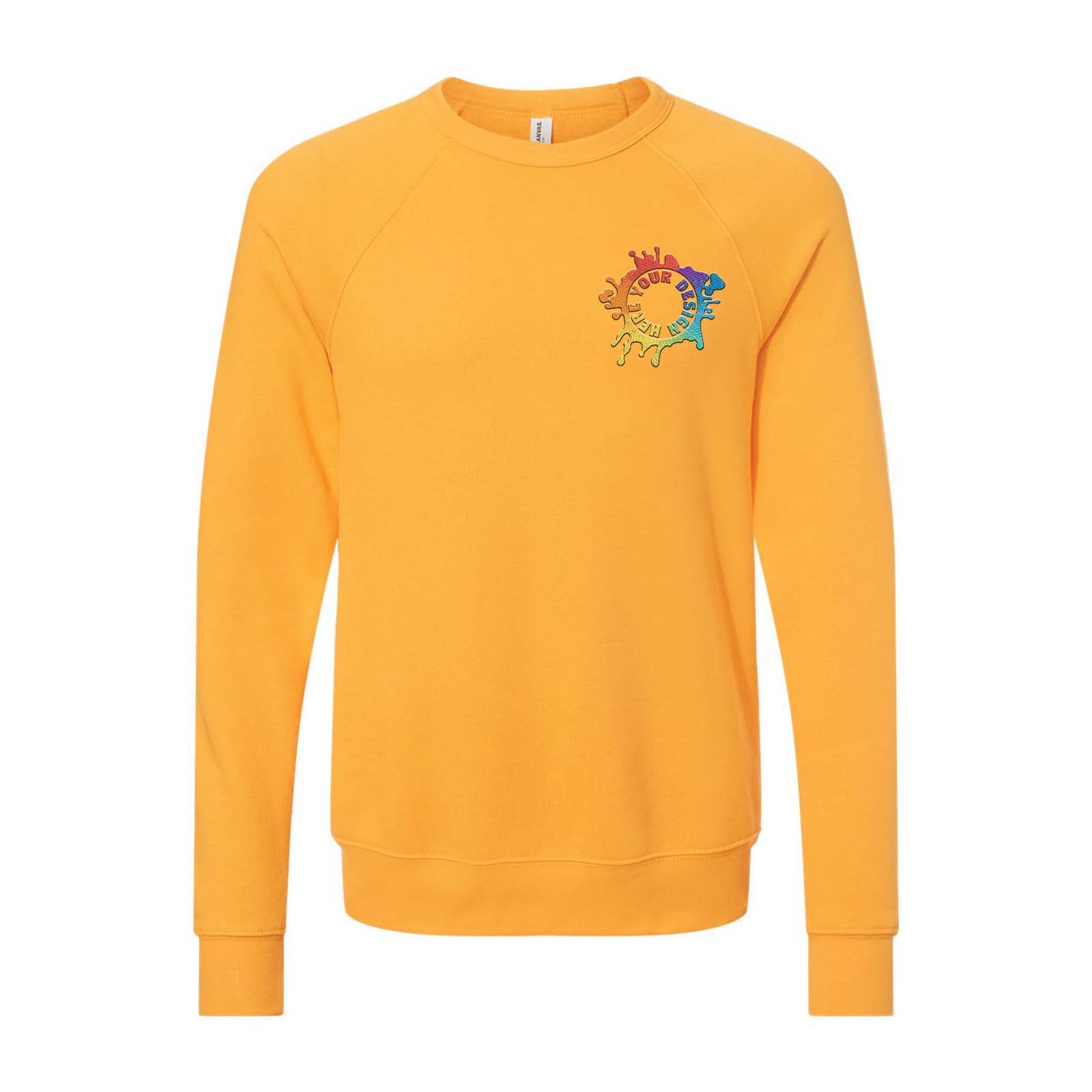 Bella + Canvas Unisex Cotton/Polyester Fleece Raglan Crewneck Sweatshirt Embroidery - Mato & Hash