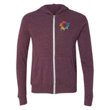 Bella + Canvas Unisex Triblend Lightweight Full-Zip Hooded Sweatshirt Embroidery