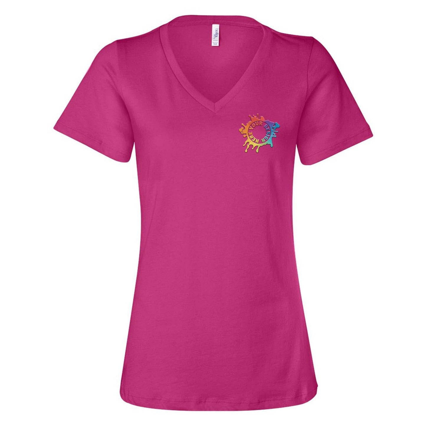 Bella + Canvas Women's 100% Cotton Jersey V-Neck T-Shirt Embroidery - Mato & Hash