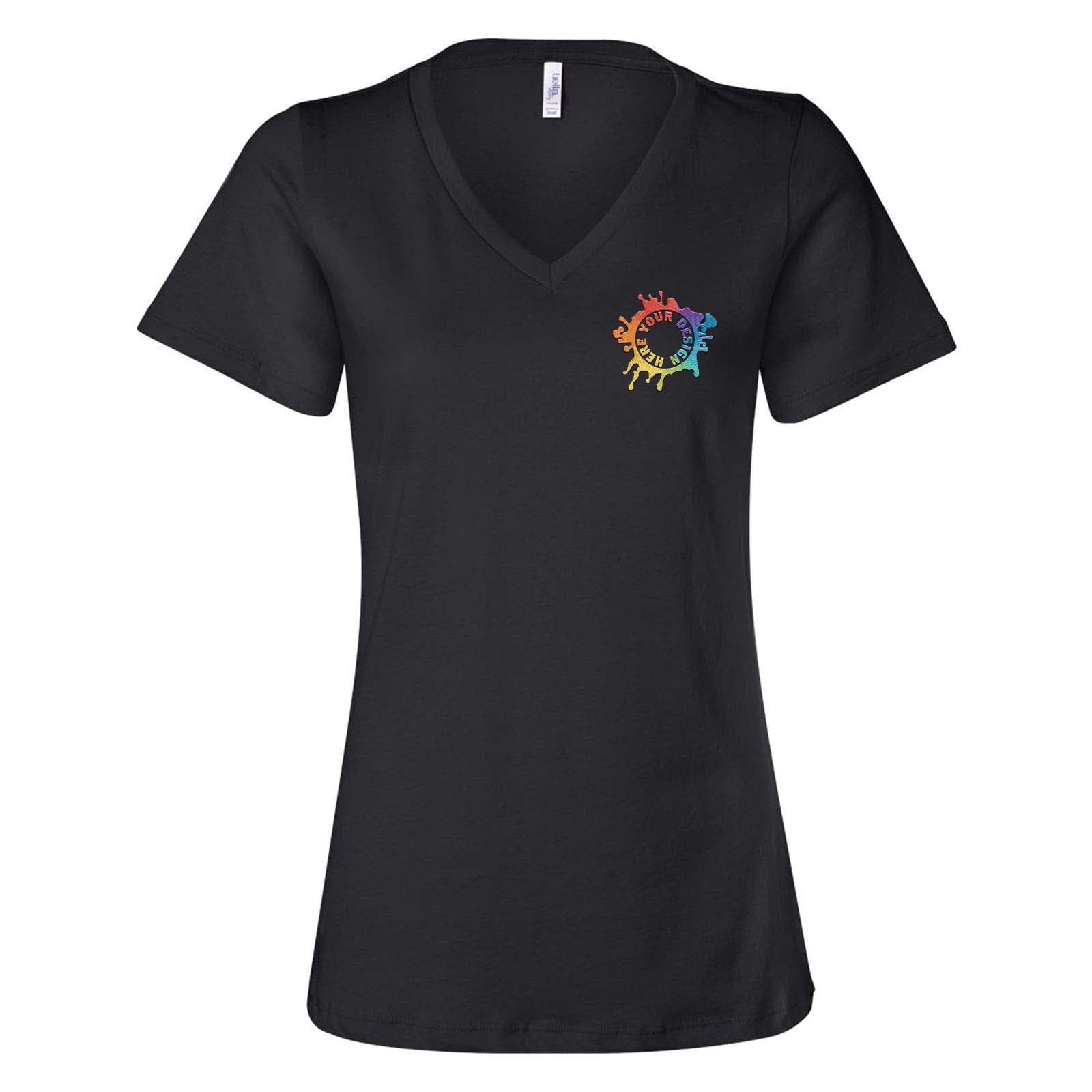 Bella + Canvas Women's 100% Cotton Jersey V-Neck T-Shirt Embroidery - Mato & Hash