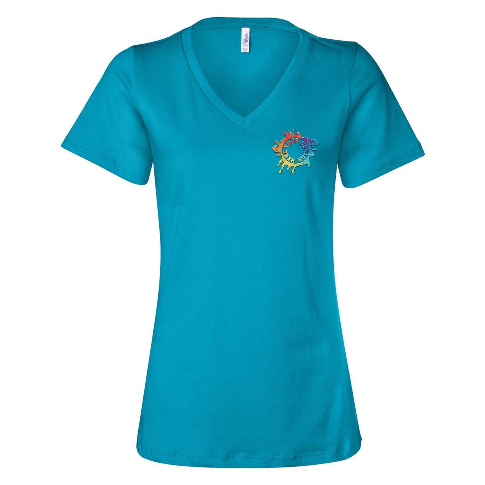 Bella + Canvas Women's 100% Cotton Jersey V-Neck T-Shirt Embroidery - Mato & Hash