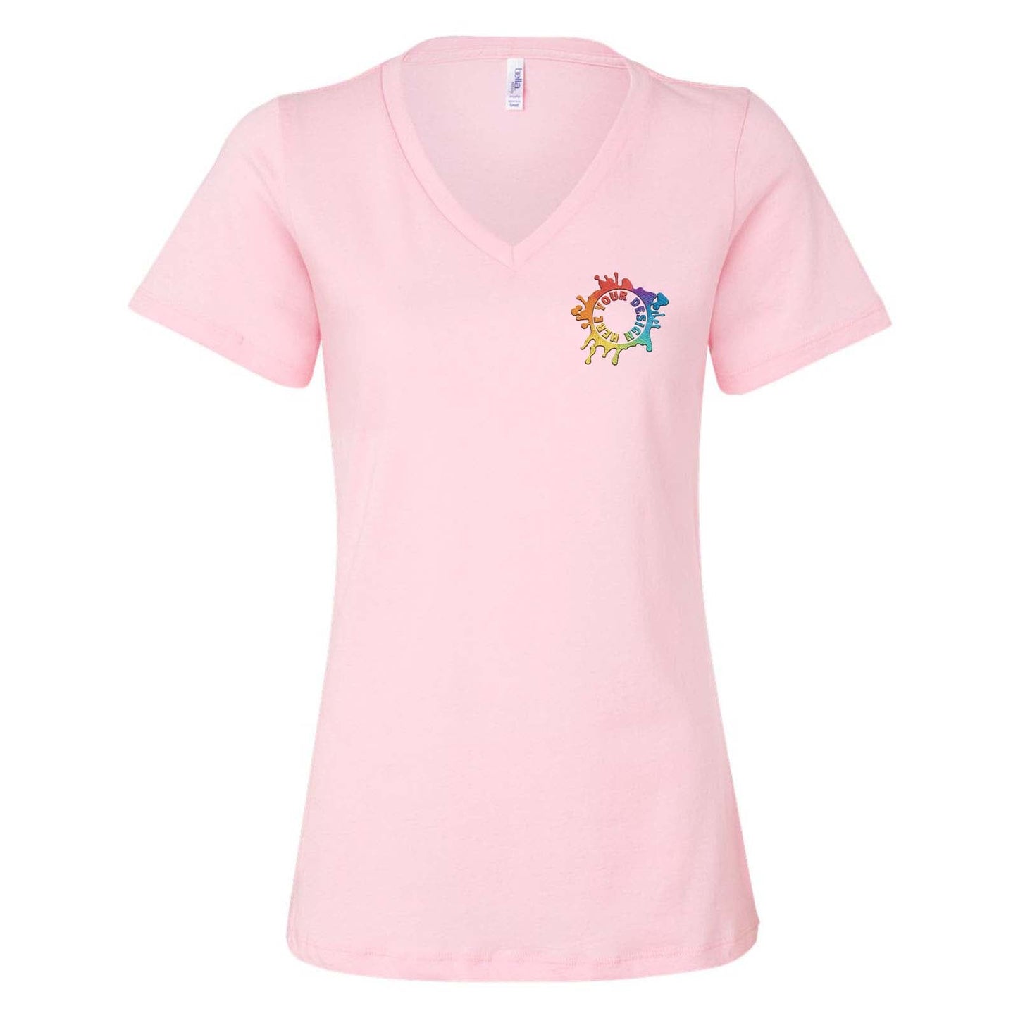 Bella + Canvas Women's 100% Cotton Jersey V-Neck T-Shirt Embroidery - Mato & Hash