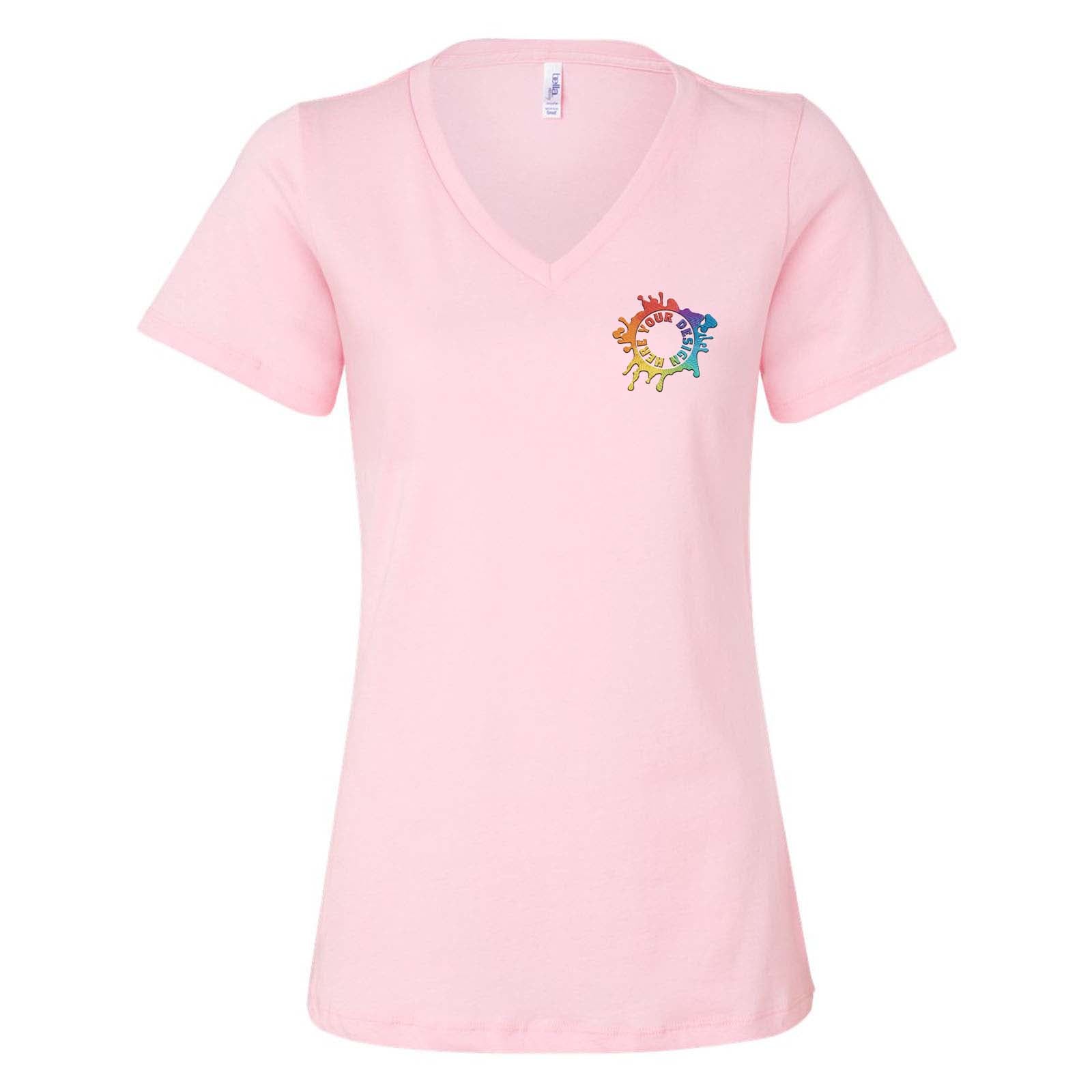 Bella + Canvas Women's 100% Cotton Jersey V-Neck T-Shirt Embroidery - Mato & Hash