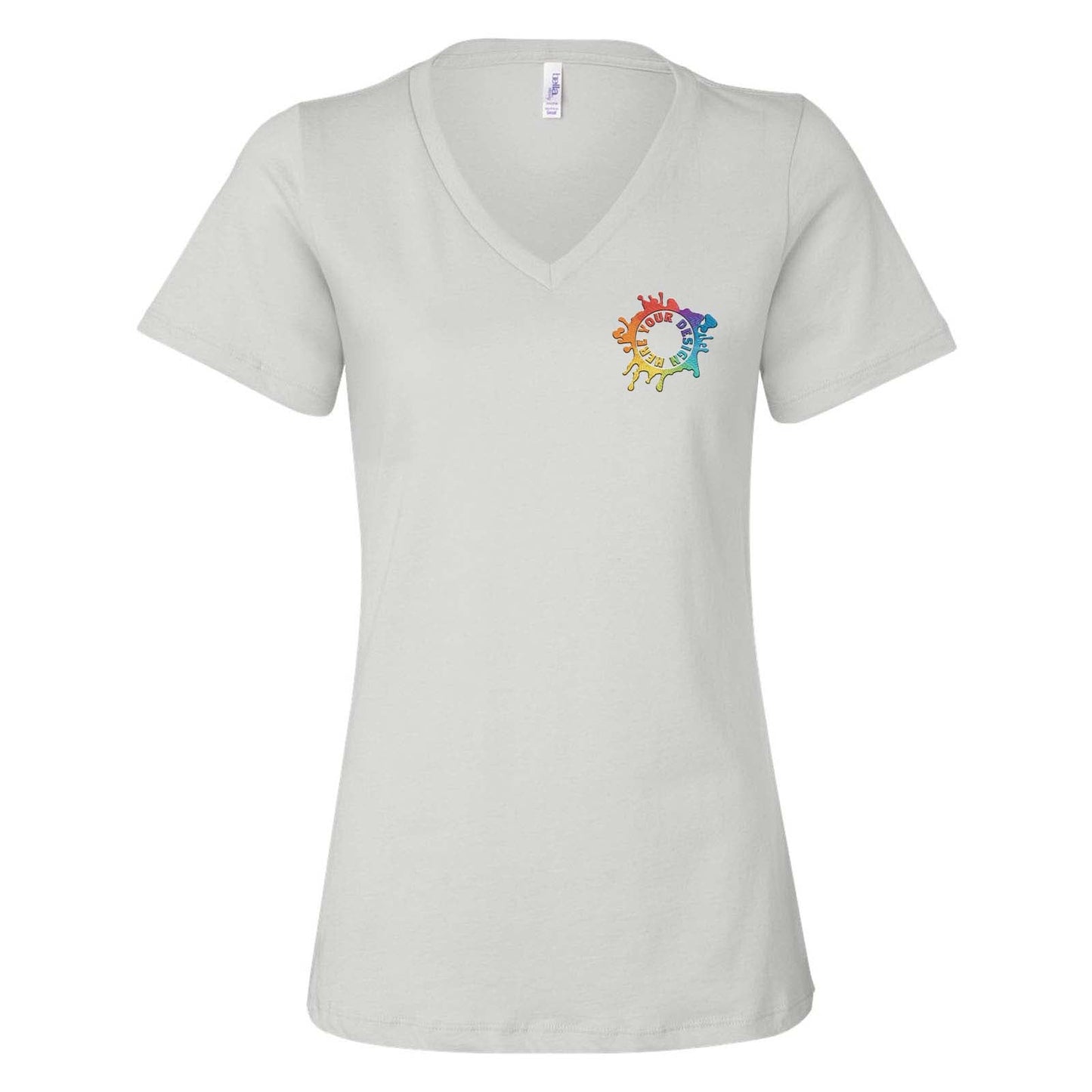 Bella + Canvas Women's 100% Cotton Jersey V-Neck T-Shirt Embroidery - Mato & Hash