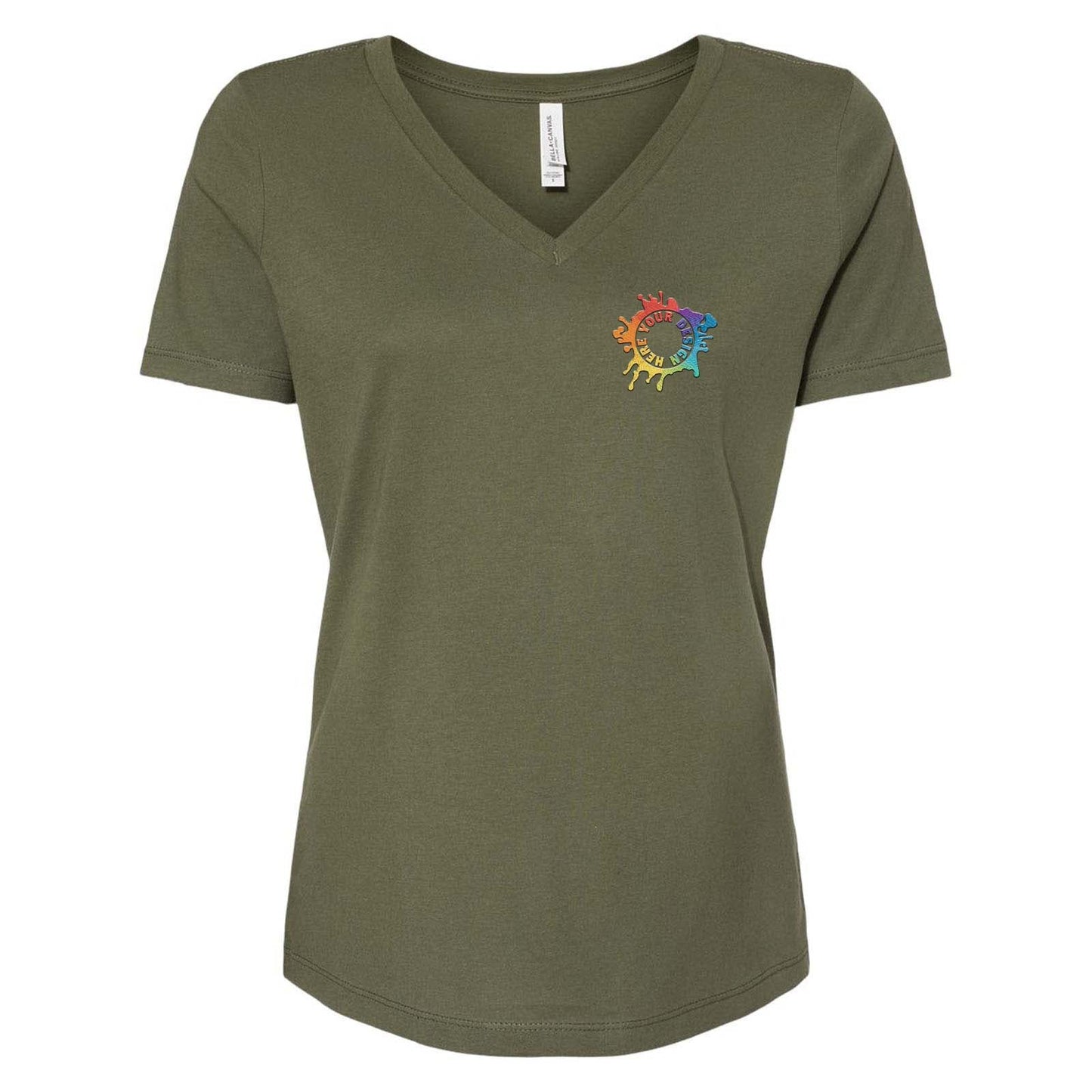 Bella + Canvas Women's 100% Cotton Jersey V-Neck T-Shirt Embroidery - Mato & Hash