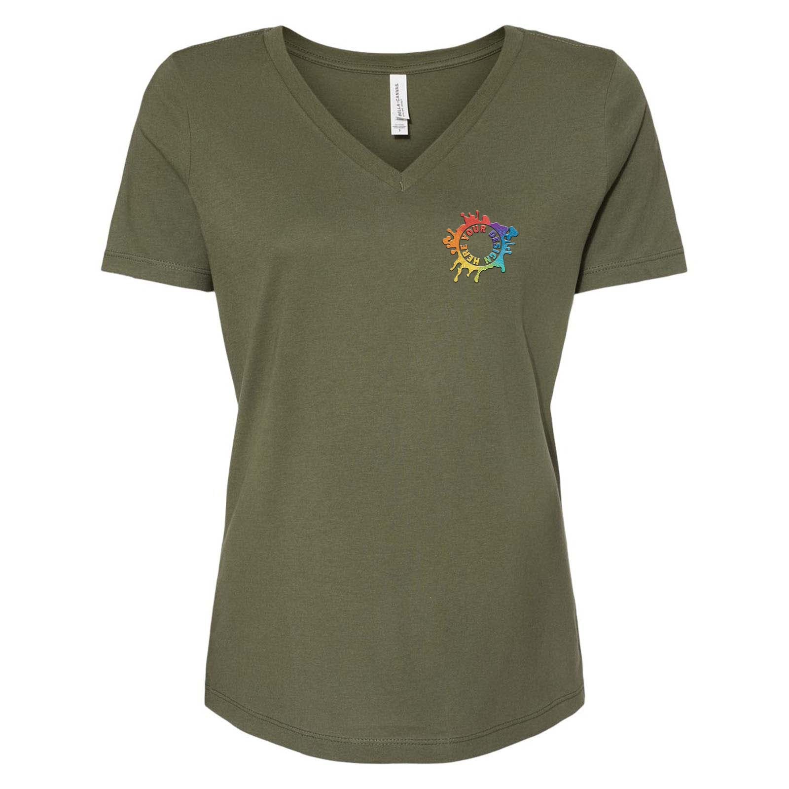 Bella + Canvas Women's 100% Cotton Jersey V-Neck T-Shirt Embroidery - Mato & Hash