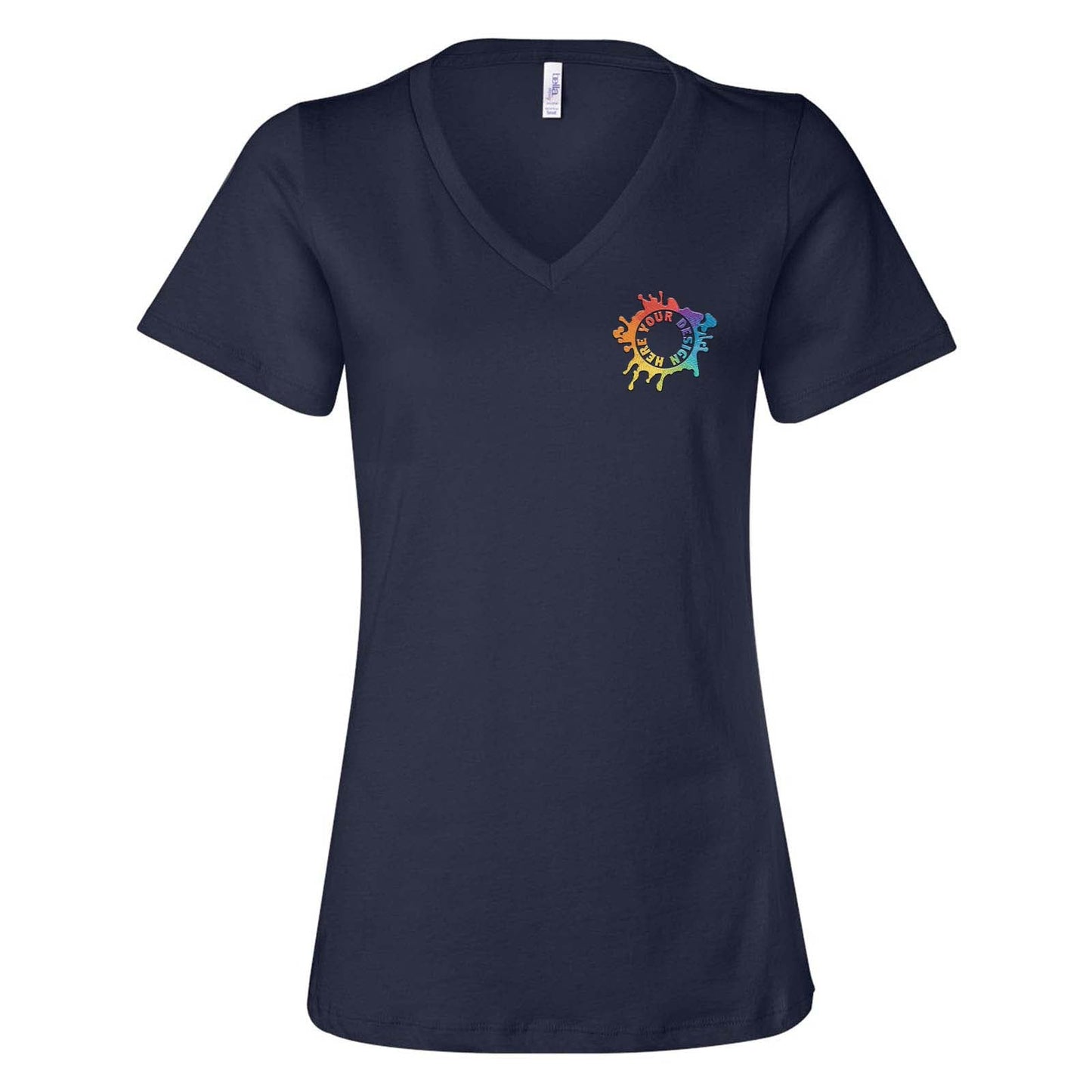 Bella + Canvas Women's 100% Cotton Jersey V-Neck T-Shirt Embroidery - Mato & Hash