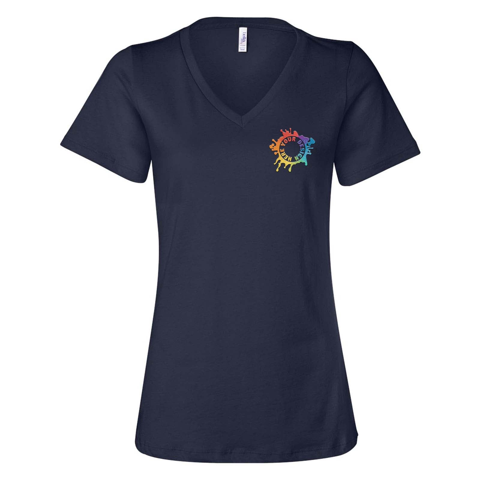 Bella + Canvas Women's 100% Cotton Jersey V-Neck T-Shirt Embroidery - Mato & Hash