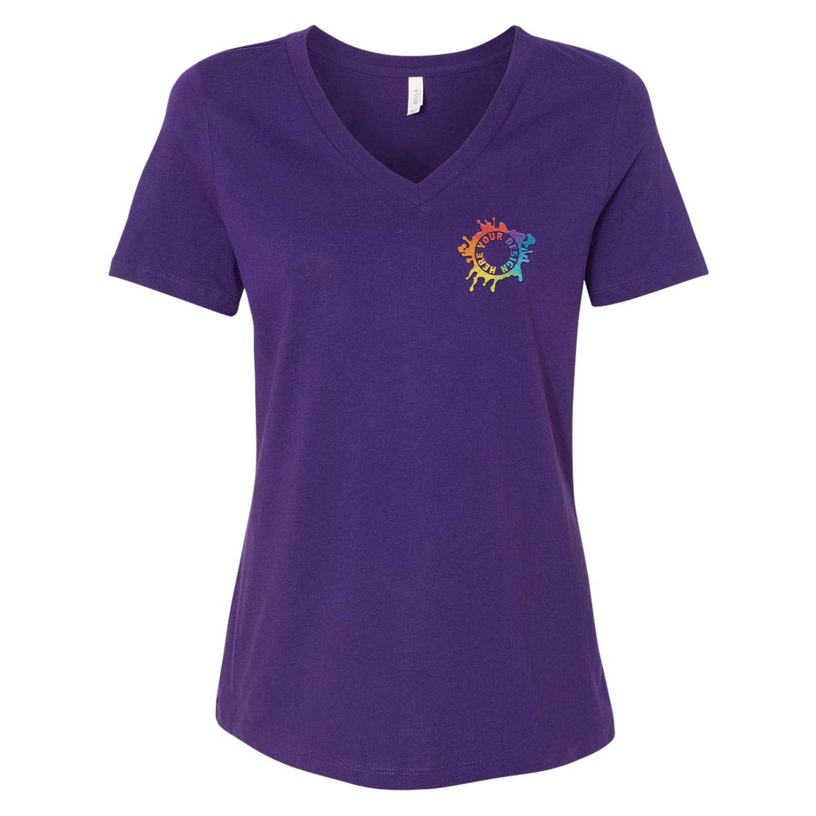 Bella + Canvas Women's 100% Cotton Jersey V-Neck T-Shirt Embroidery - Mato & Hash