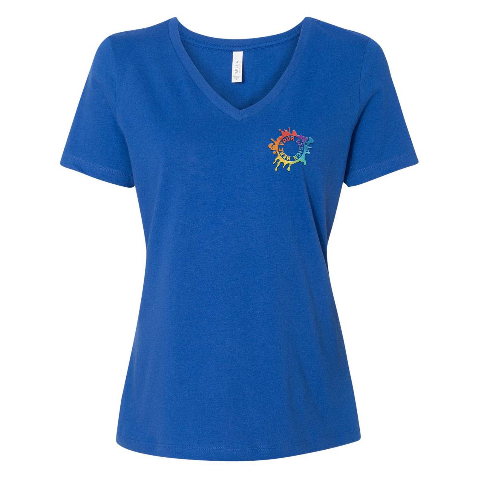 Bella + Canvas Women's 100% Cotton Jersey V-Neck T-Shirt Embroidery - Mato & Hash