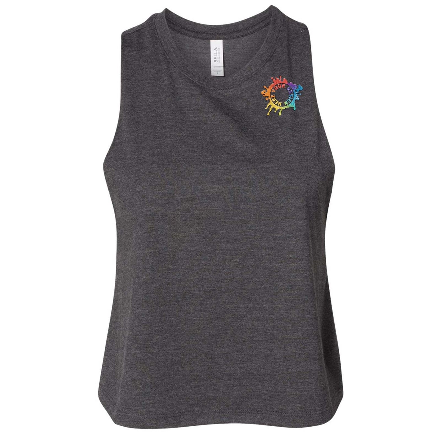 Bella + Canvas Women's Cotton/Polyester Blend Racerback Cropped Tank Top Embroidery - Mato & Hash