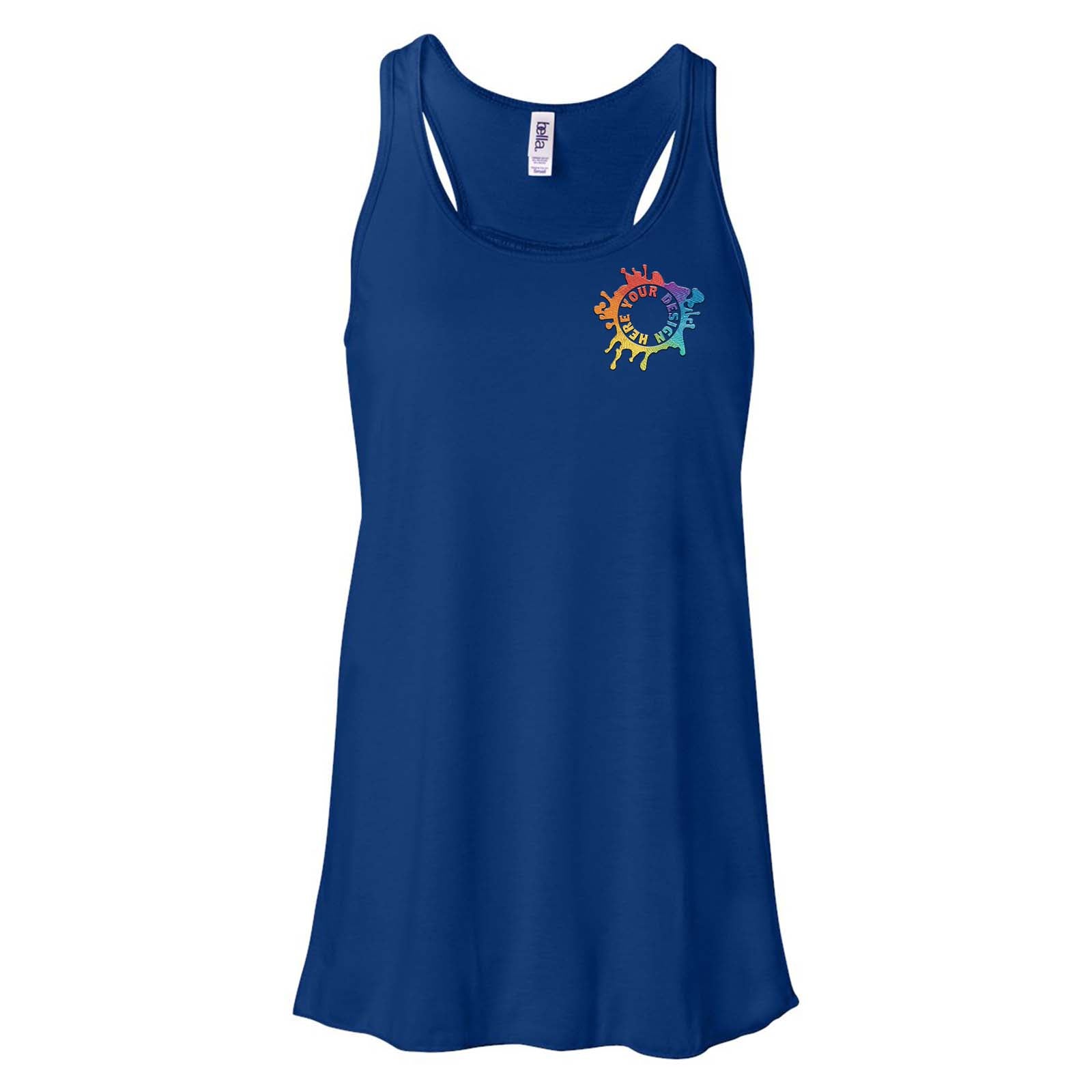 Bella + Canvas Women's Flowy Racerback Tank Top Embroidery True Royal Marble / Large Bella + Canvas Women's Flowy Racerback Tank Top Embroidery True Royal Marble / Large