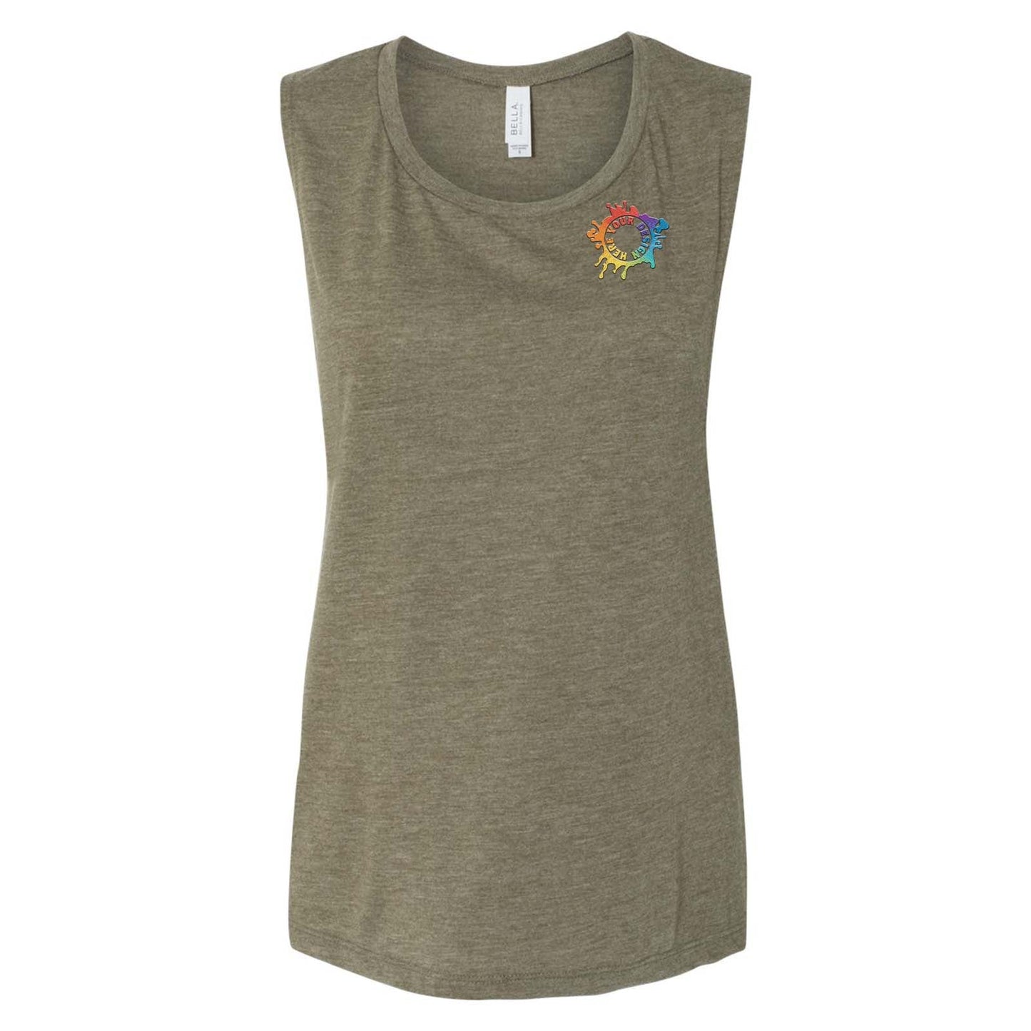 Bella + Canvas Women's Flowy Scoop Muscle Tank Top Embroidery - Mato & Hash