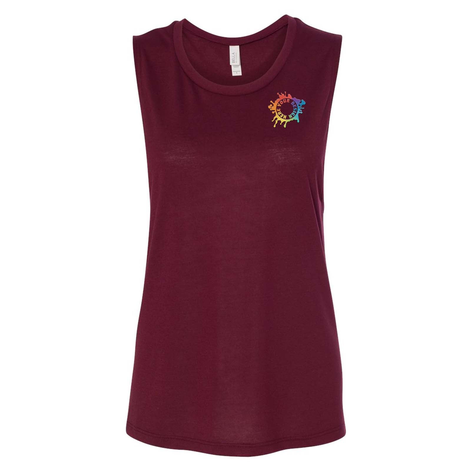 Bella + Canvas Women's Flowy Scoop Muscle Tank Top Embroidery - Mato & Hash