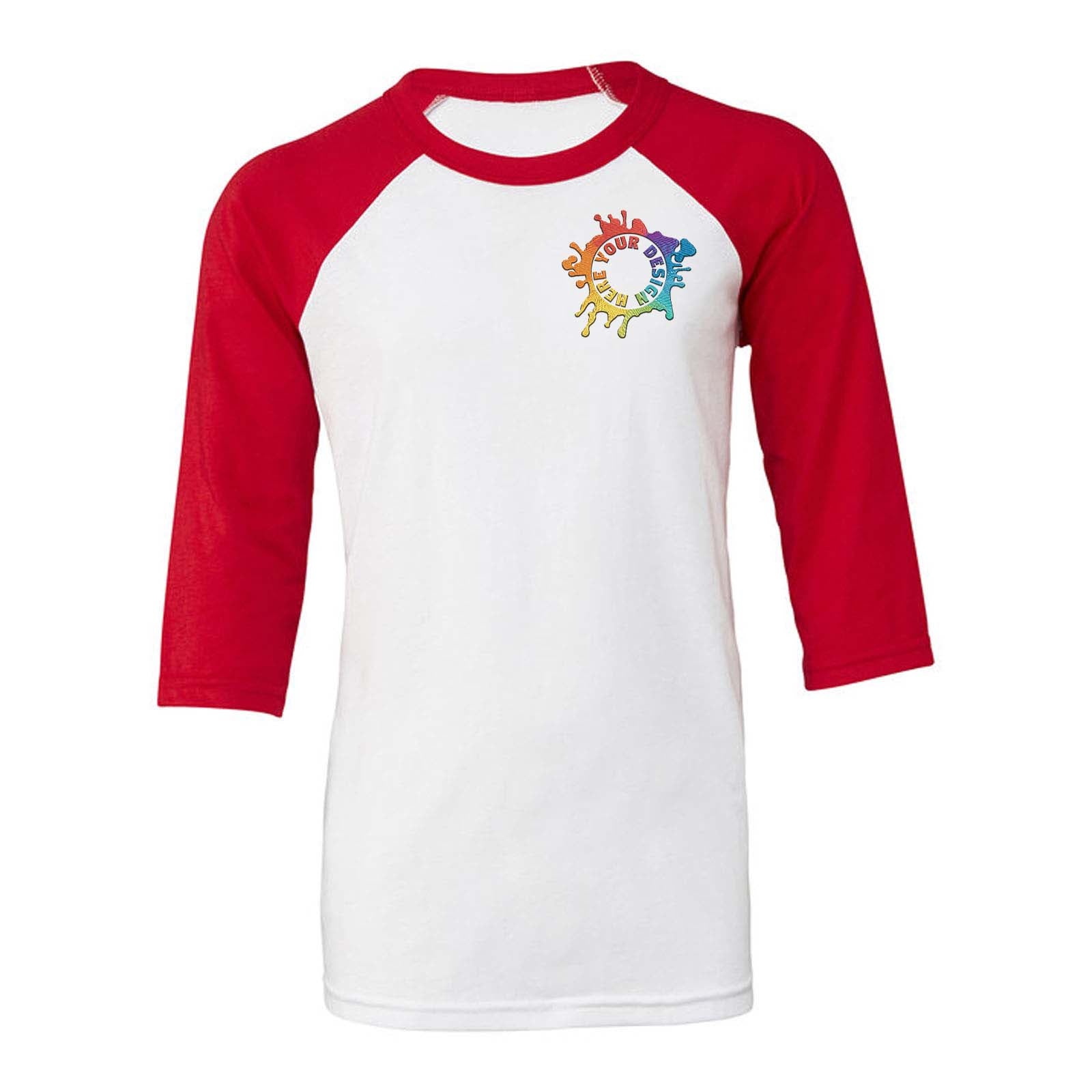 Bella + Canvas Youth 3/4-Sleeve Baseball Raglan T-Shirt Embroidery - Mato & Hash