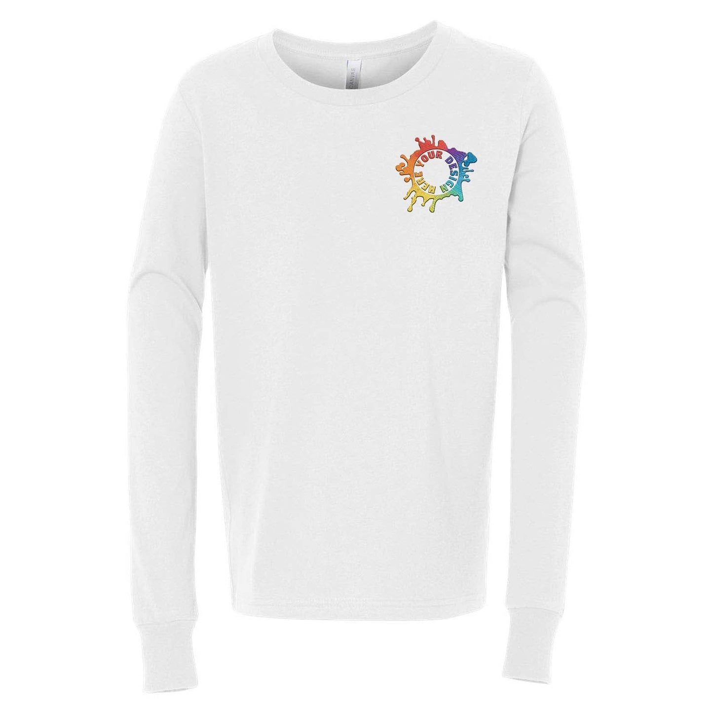 Bella + Canvas Youth Unisex 100% Cotton Long Sleeve T-Shirt Embroidery - Mato & Hash
