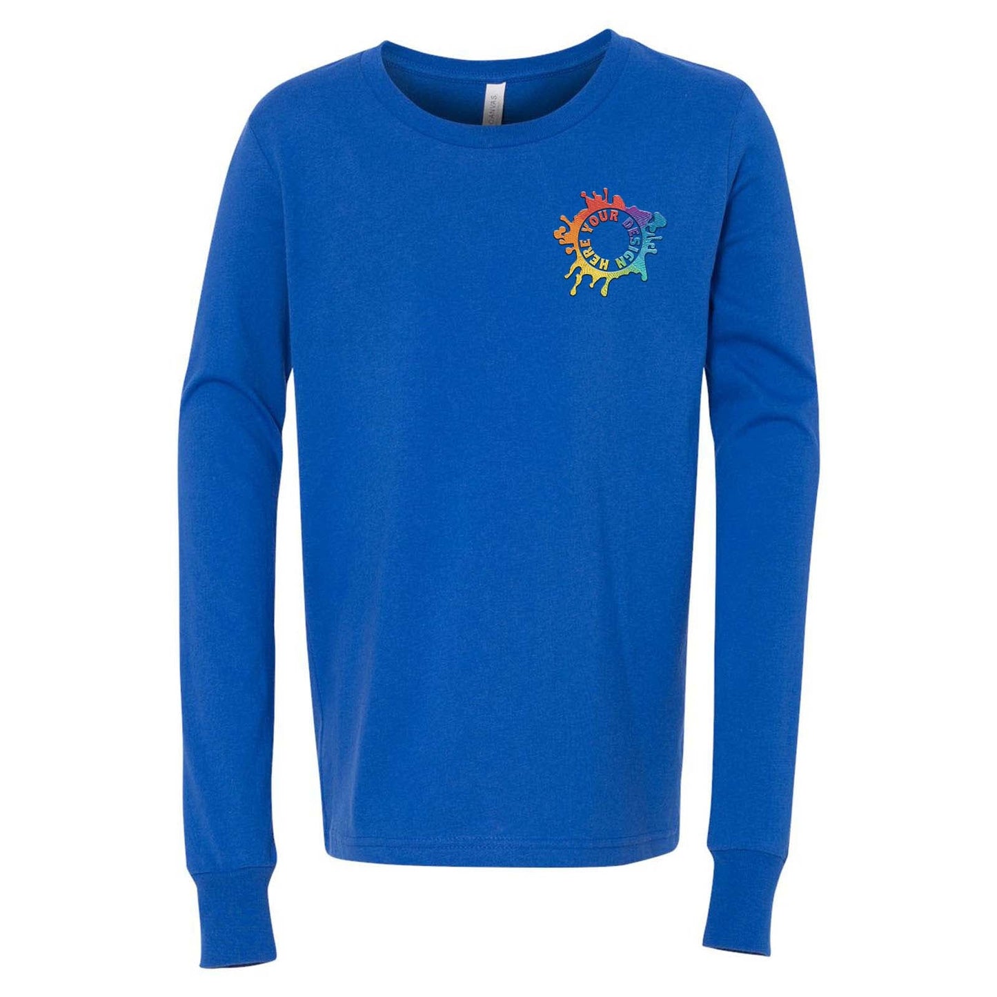 Bella + Canvas Youth Unisex 100% Cotton Long Sleeve T-Shirt Embroidery - Mato & Hash