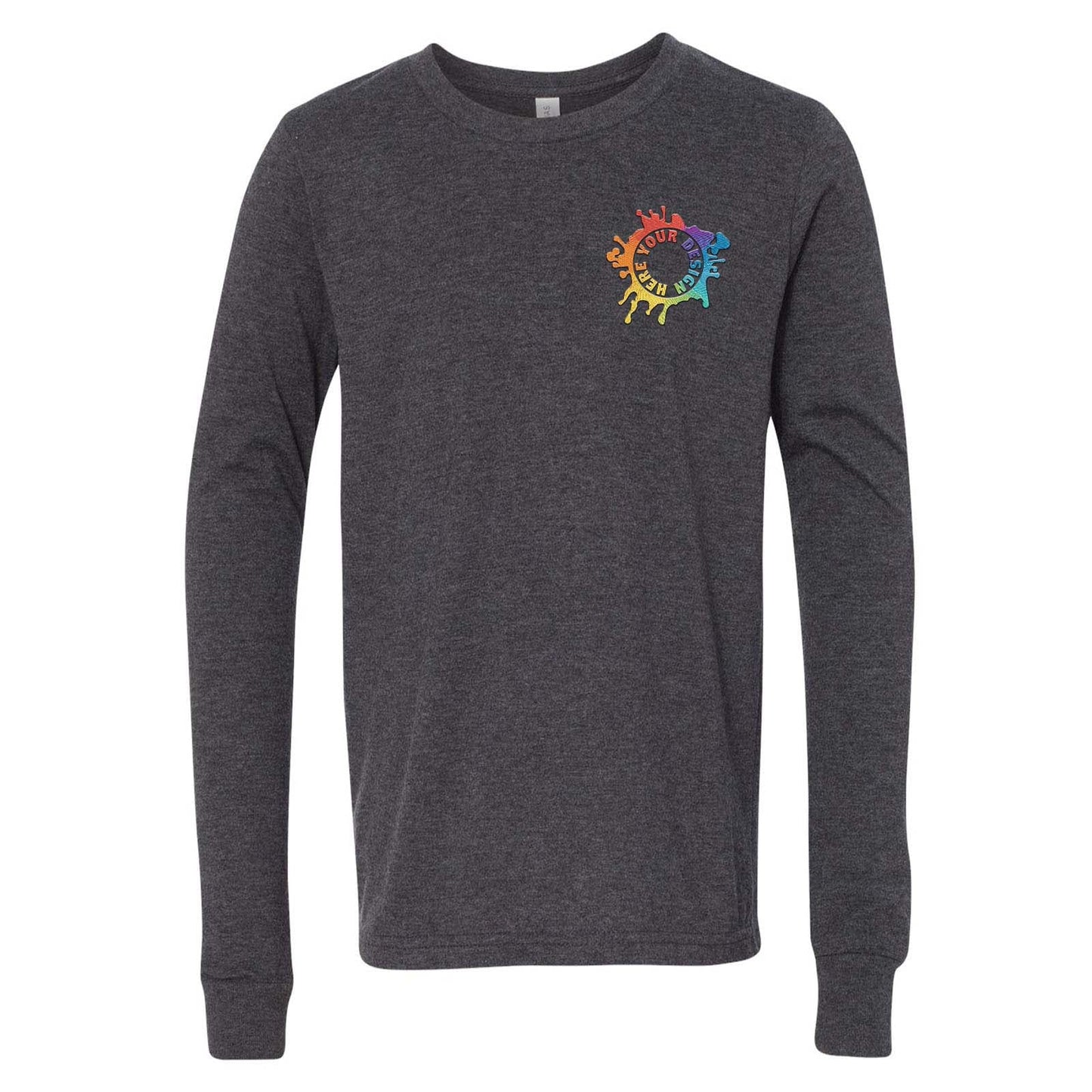 Bella + Canvas Youth Unisex 100% Cotton Long Sleeve T-Shirt Embroidery - Mato & Hash