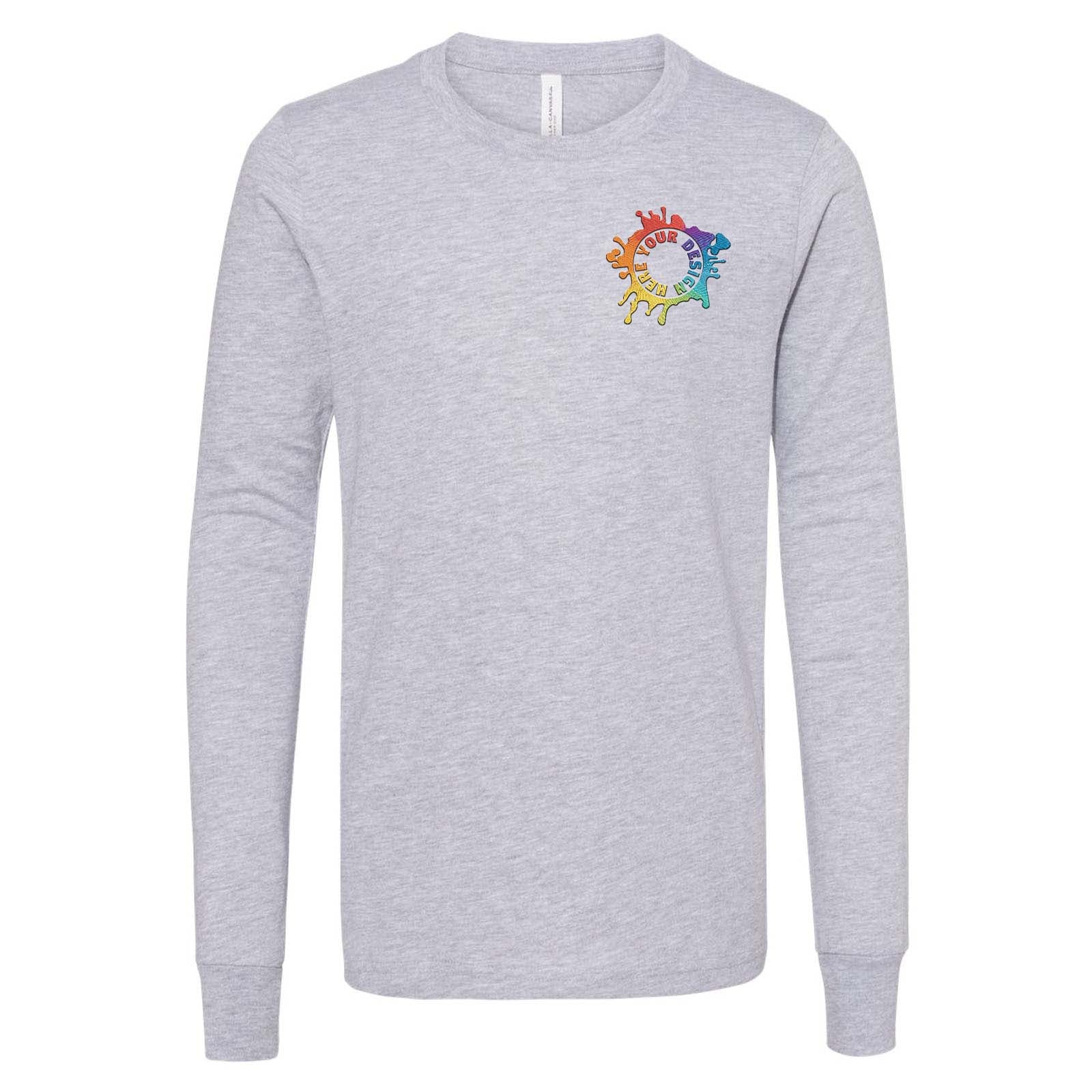 Bella + Canvas Youth Unisex 100% Cotton Long Sleeve T-Shirt Embroidery - Mato & Hash