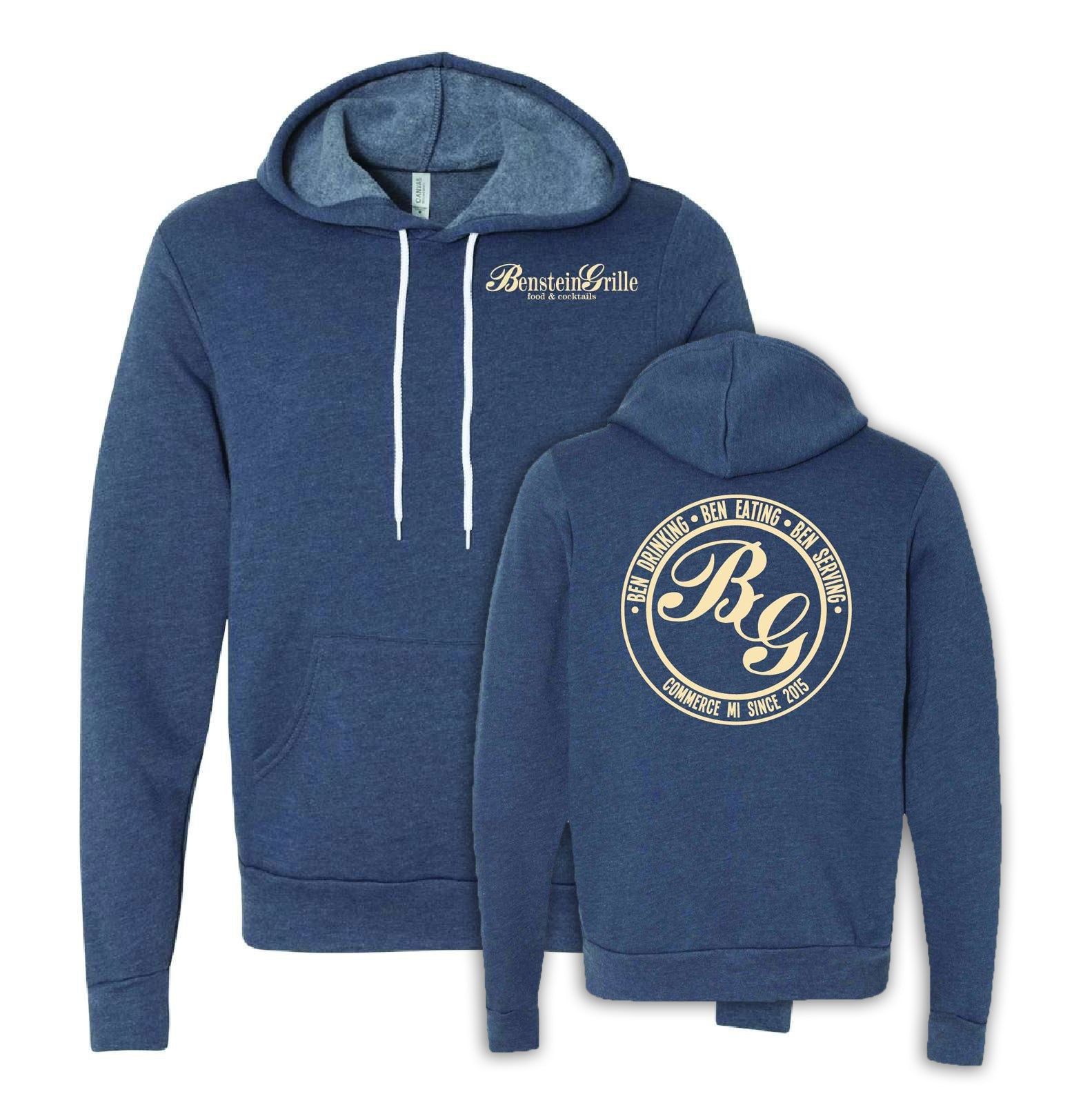 Benstein Grille “Ben Eating, Ben Drinking Ben Serving” Cozy Hoodie Left Chest BG W/Circle Design - Mato & Hash
