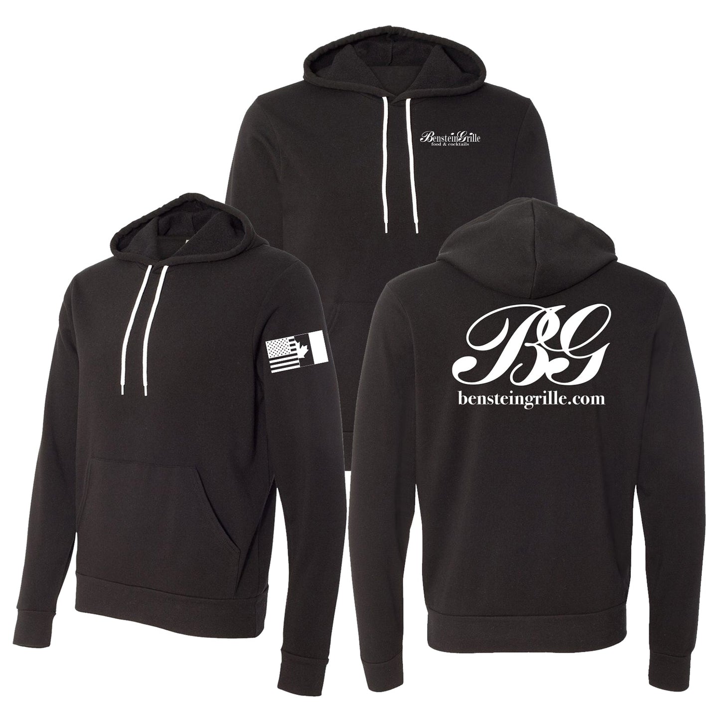 Benstein Grille “Classic” Cozy Hoodie Left Chest BG with USA/Canada Arm Print - Mato & Hash