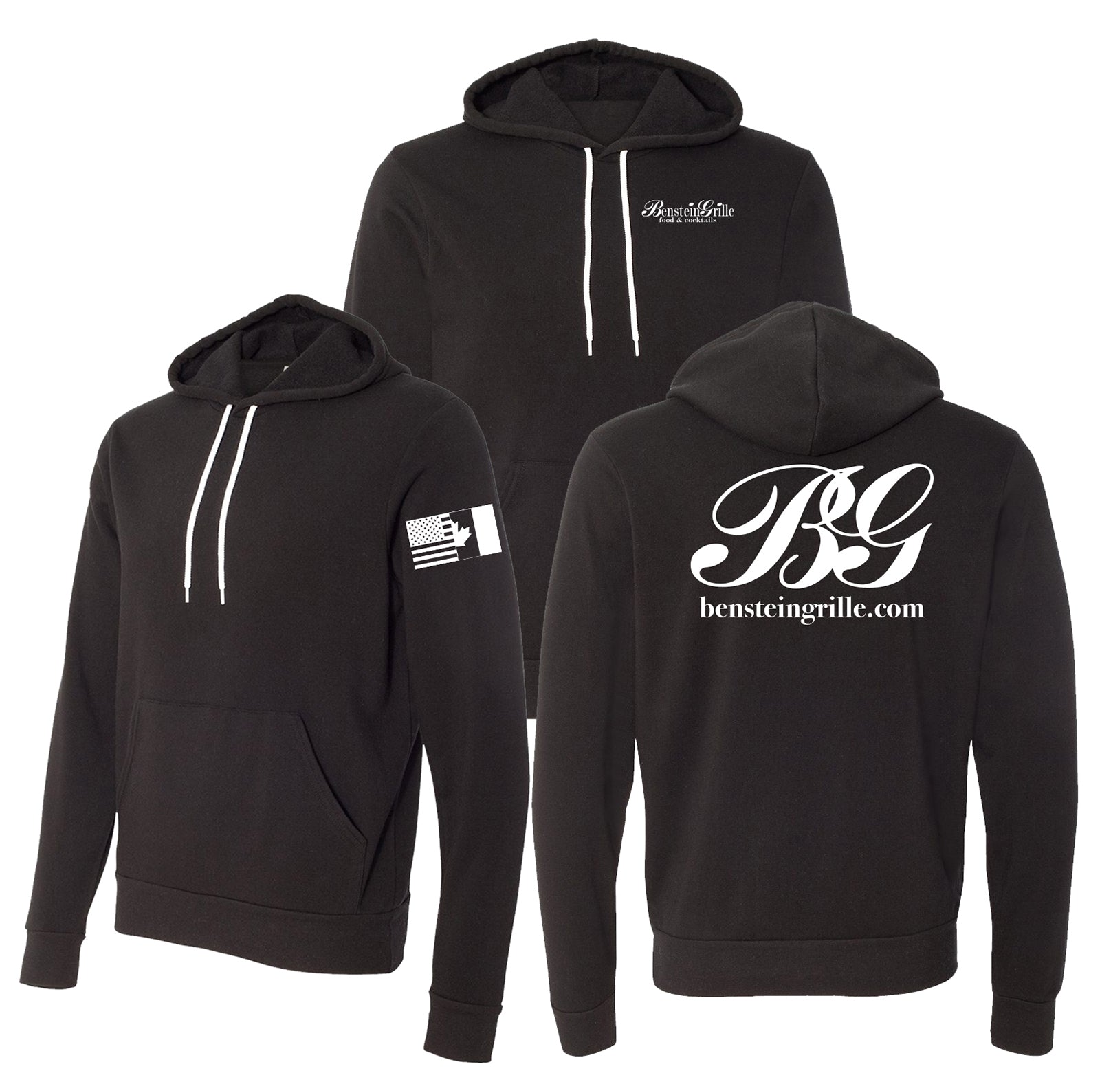 Benstein Grille “Classic” Cozy Hoodie Left Chest BG with USA/Canada Arm Print - Mato & Hash