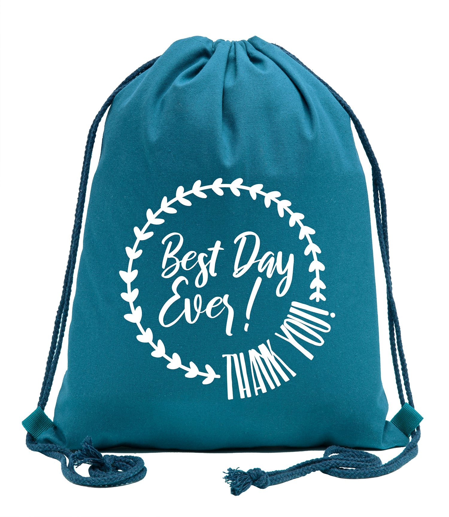 Best Day Ever! Thank You! Cotton Drawstring Bag - Mato & Hash