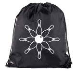 Bowling Ball & Pins Flower Polyester Drawstring Bag