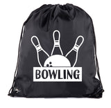 Bowling Ball & Pins Polyester Drawstring Bag
