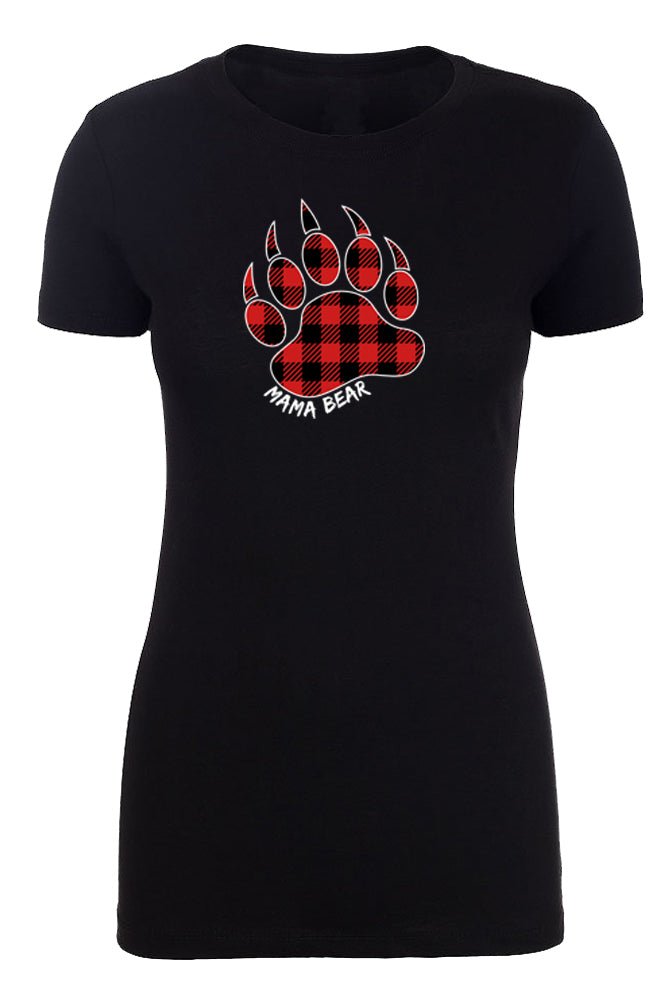 Buffalo Plaid Paw Print Mama Bear Womens T Shirts - Mato & Hash